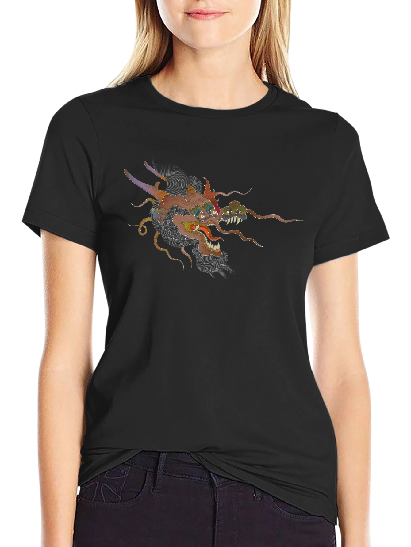 Dragon Graphic Tee - Black Cotton T-Shirt