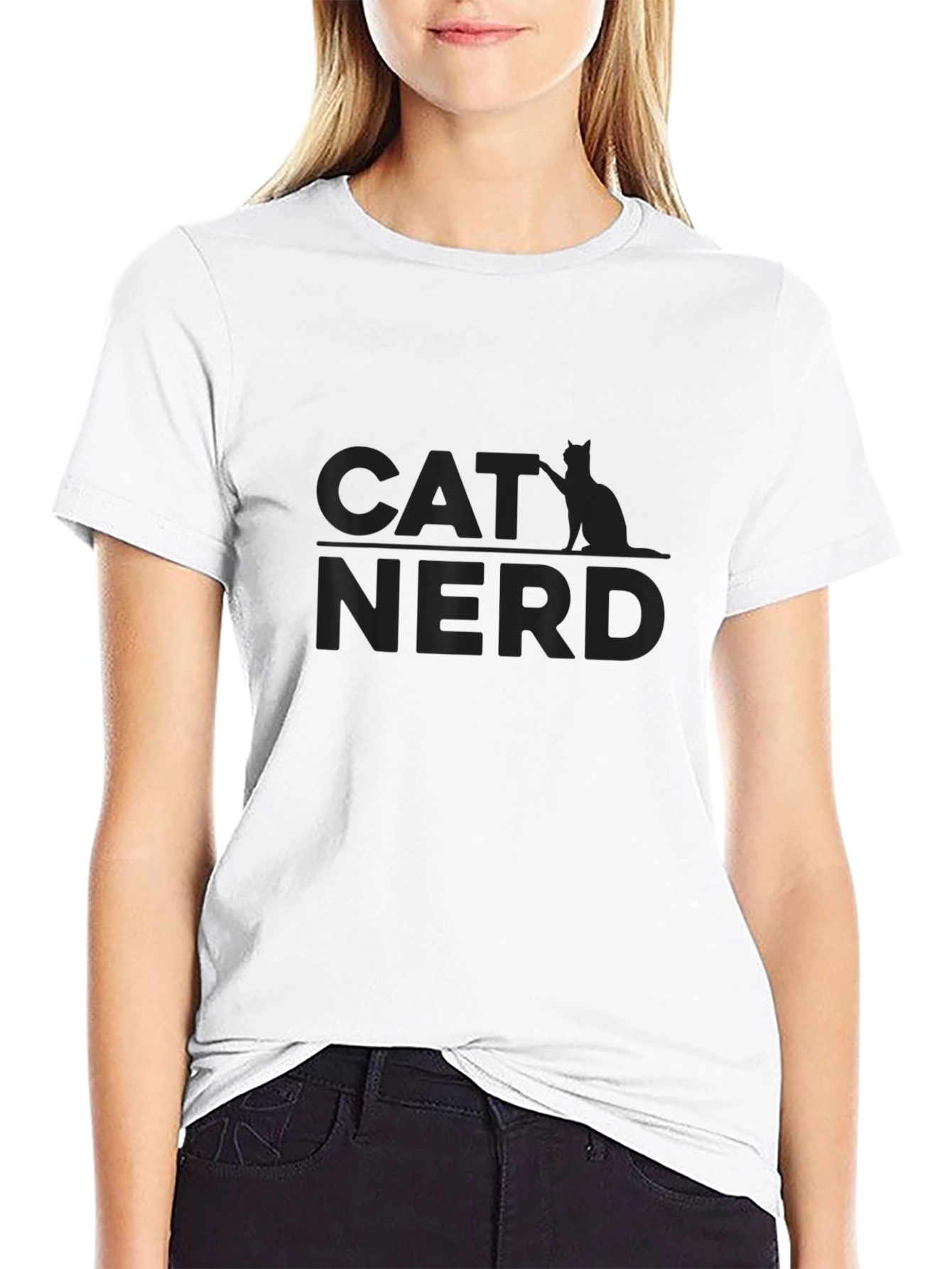 Cat Nerd T-Shirt - Black Tee