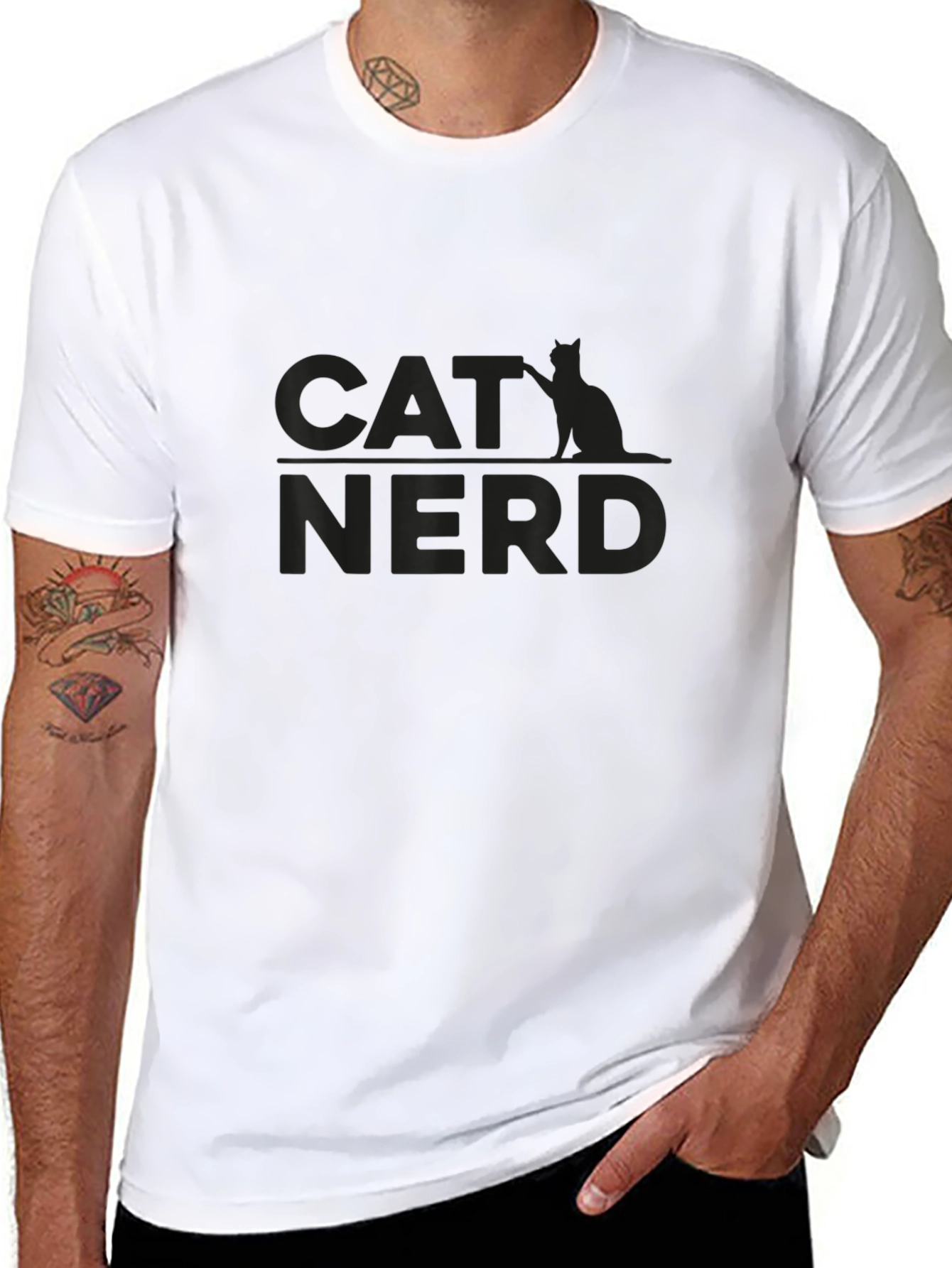 Cat Nerd T-Shirt - Black Tee