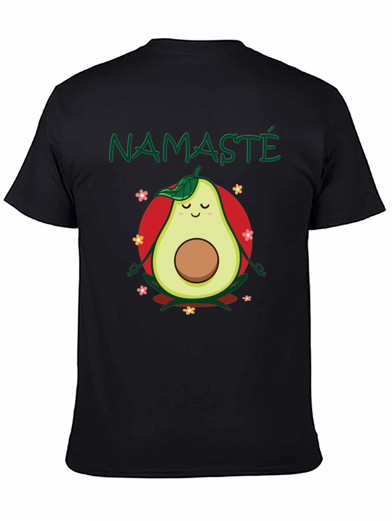 Namaste Avocado Meditation T-Shirt - Black Cotton Tee