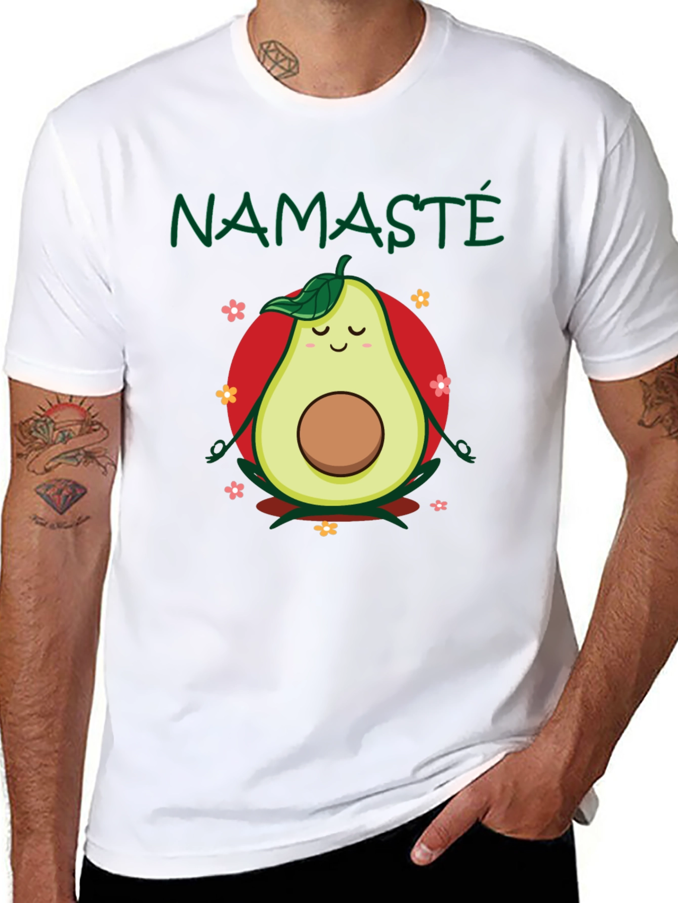 Namaste Avocado Meditation T-Shirt - Black Cotton Tee
