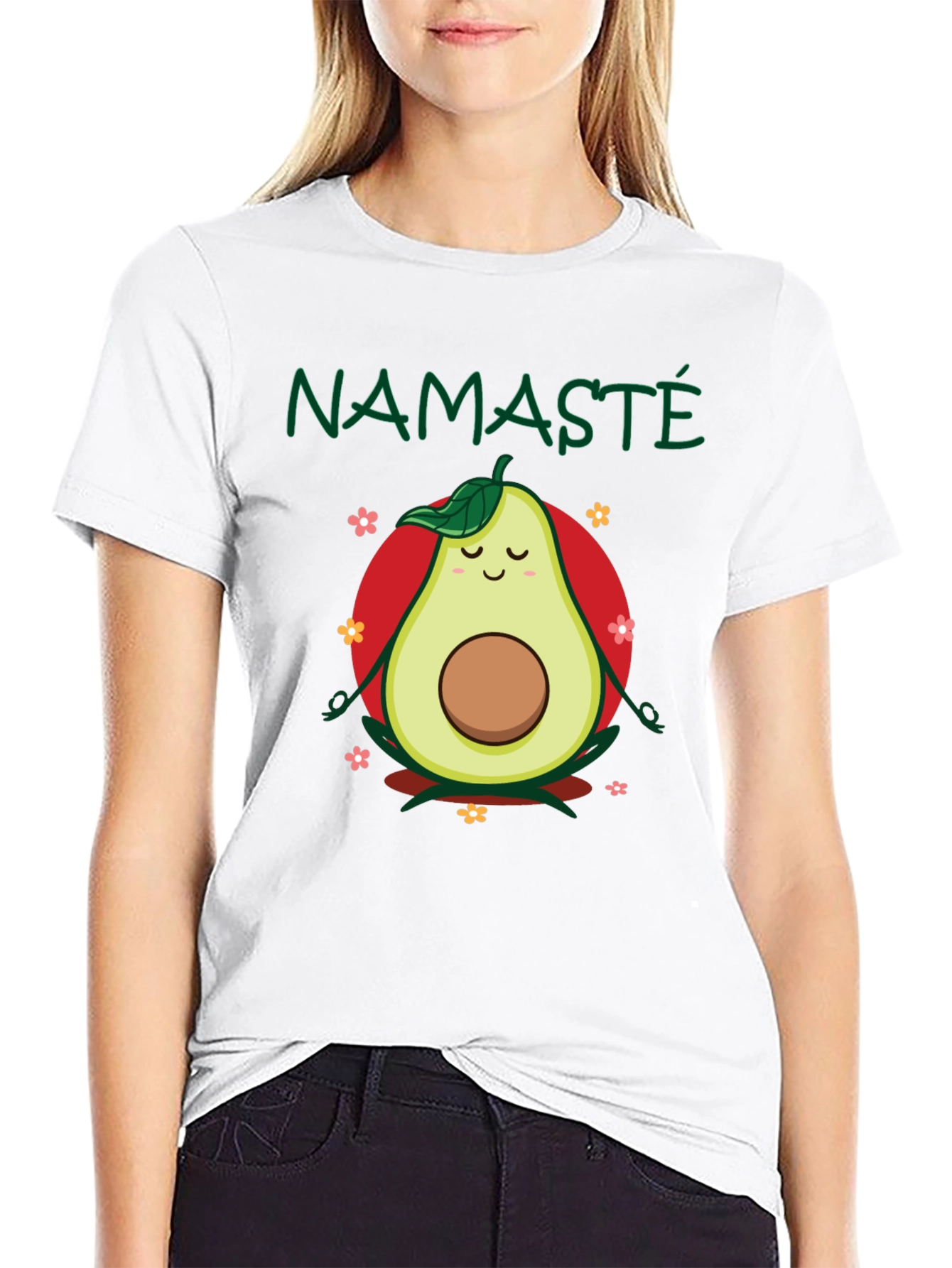 Namaste Avocado Meditation T-Shirt - Black Cotton Tee