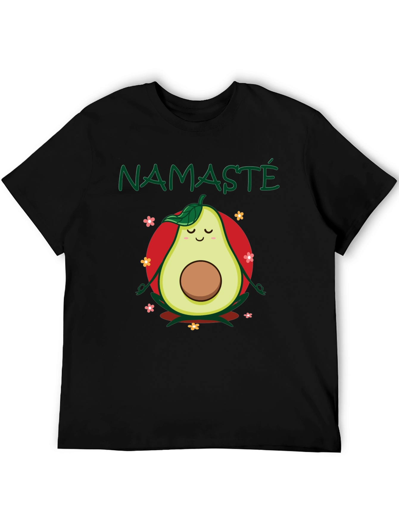 Namaste Avocado Meditation T-Shirt - Black Cotton Tee