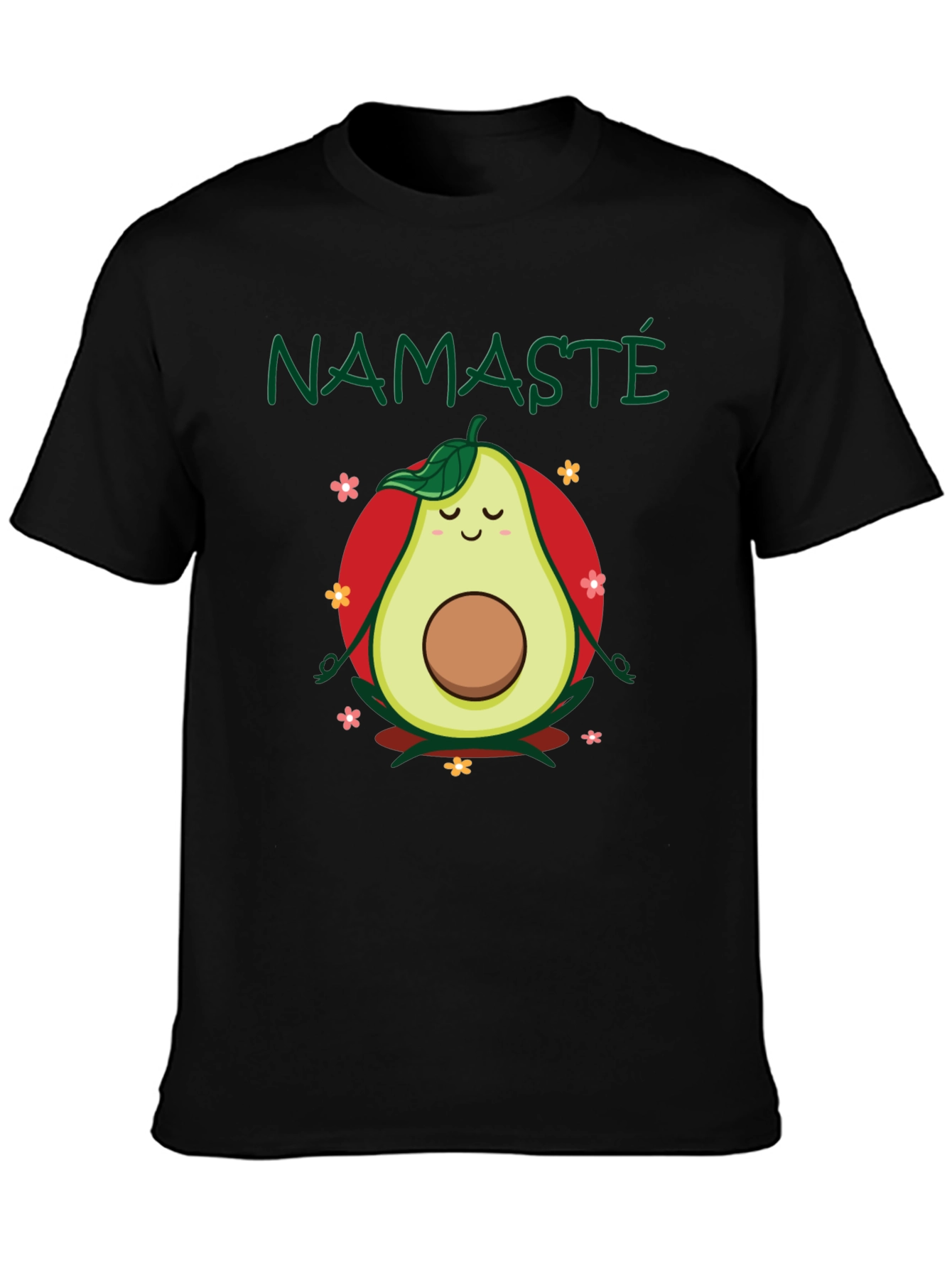 Namaste Avocado Meditation T-Shirt - Black Cotton Tee