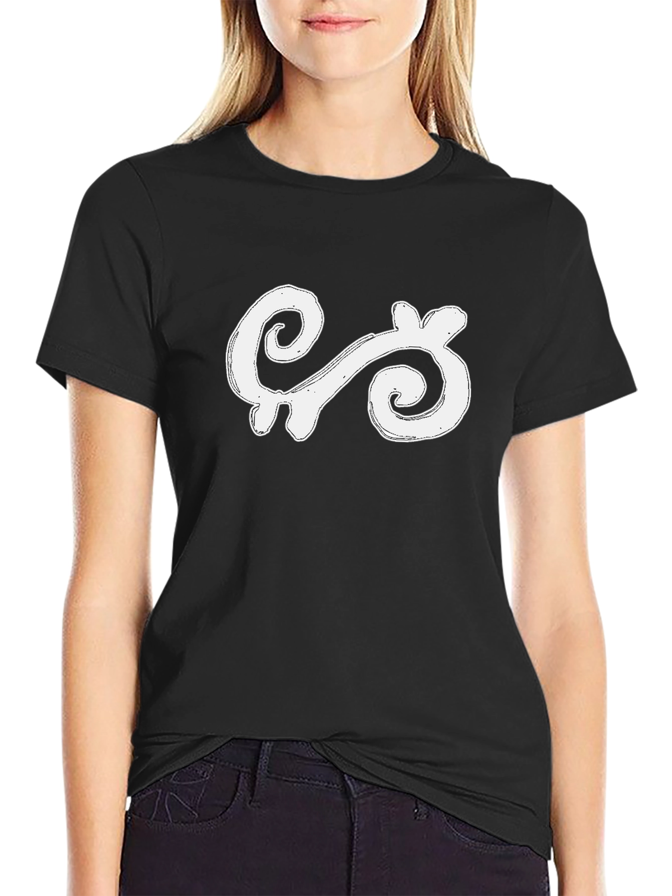 Black T-shirt with White Adinkra Symbol