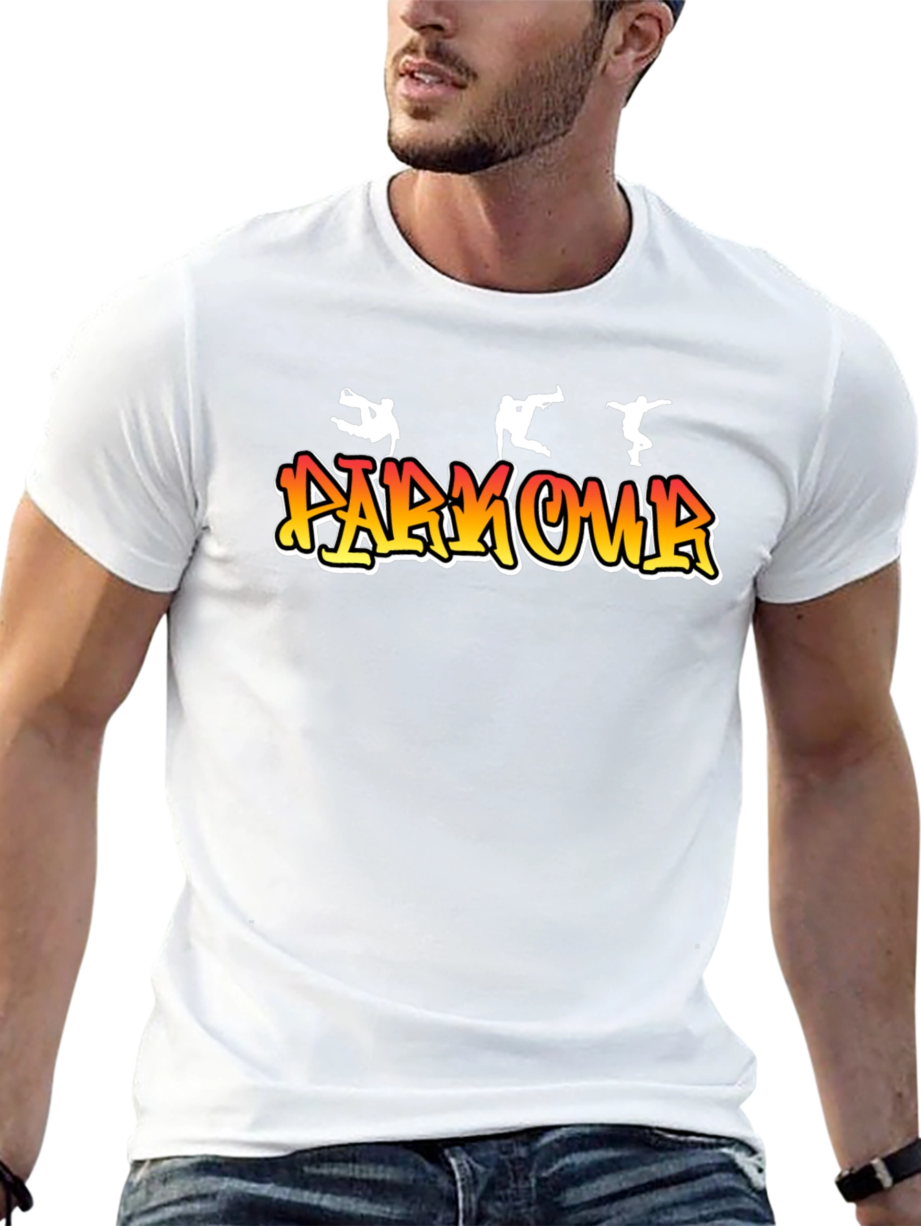 Parkour Graphic Print Black T-Shirt