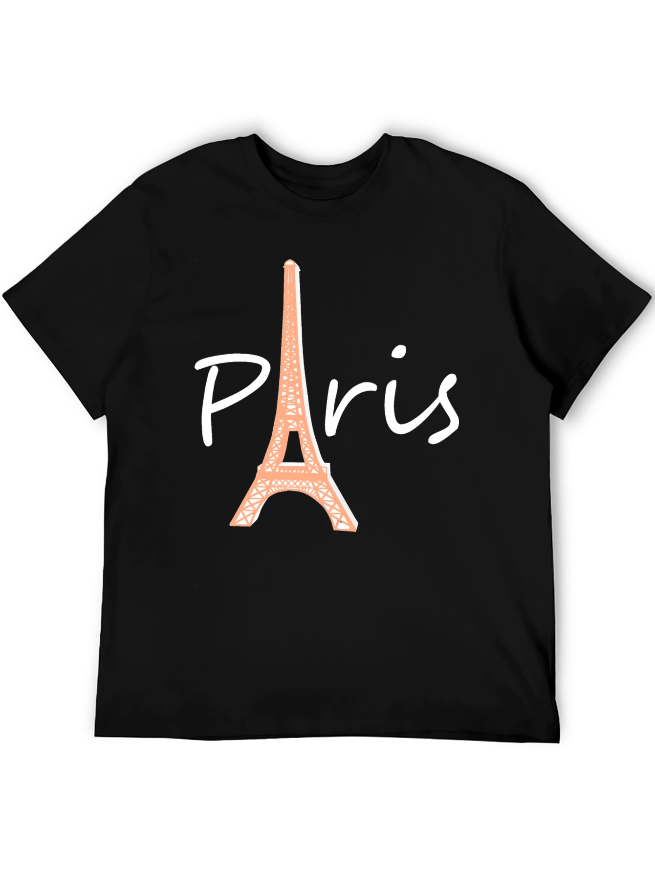 Paris Eiffel Tower Graphic Tee - Black Cotton T-Shirt