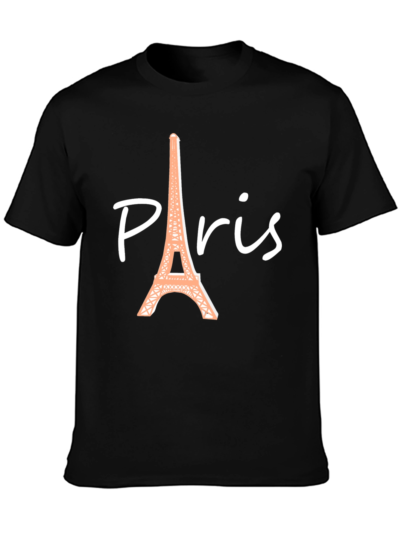 Paris Eiffel Tower Graphic Tee - Black Cotton T-Shirt