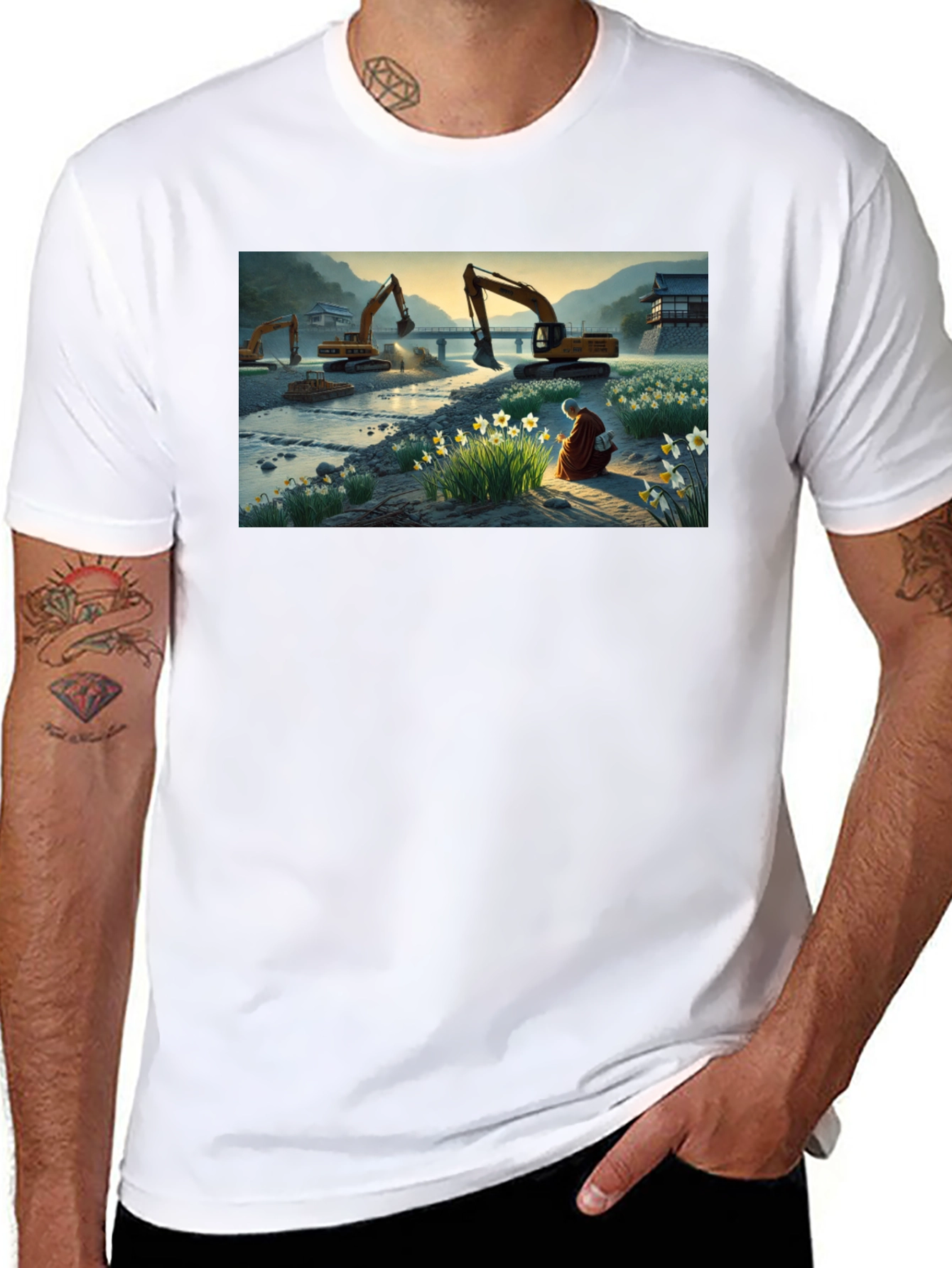 Excavator Landscape Graphic Tee