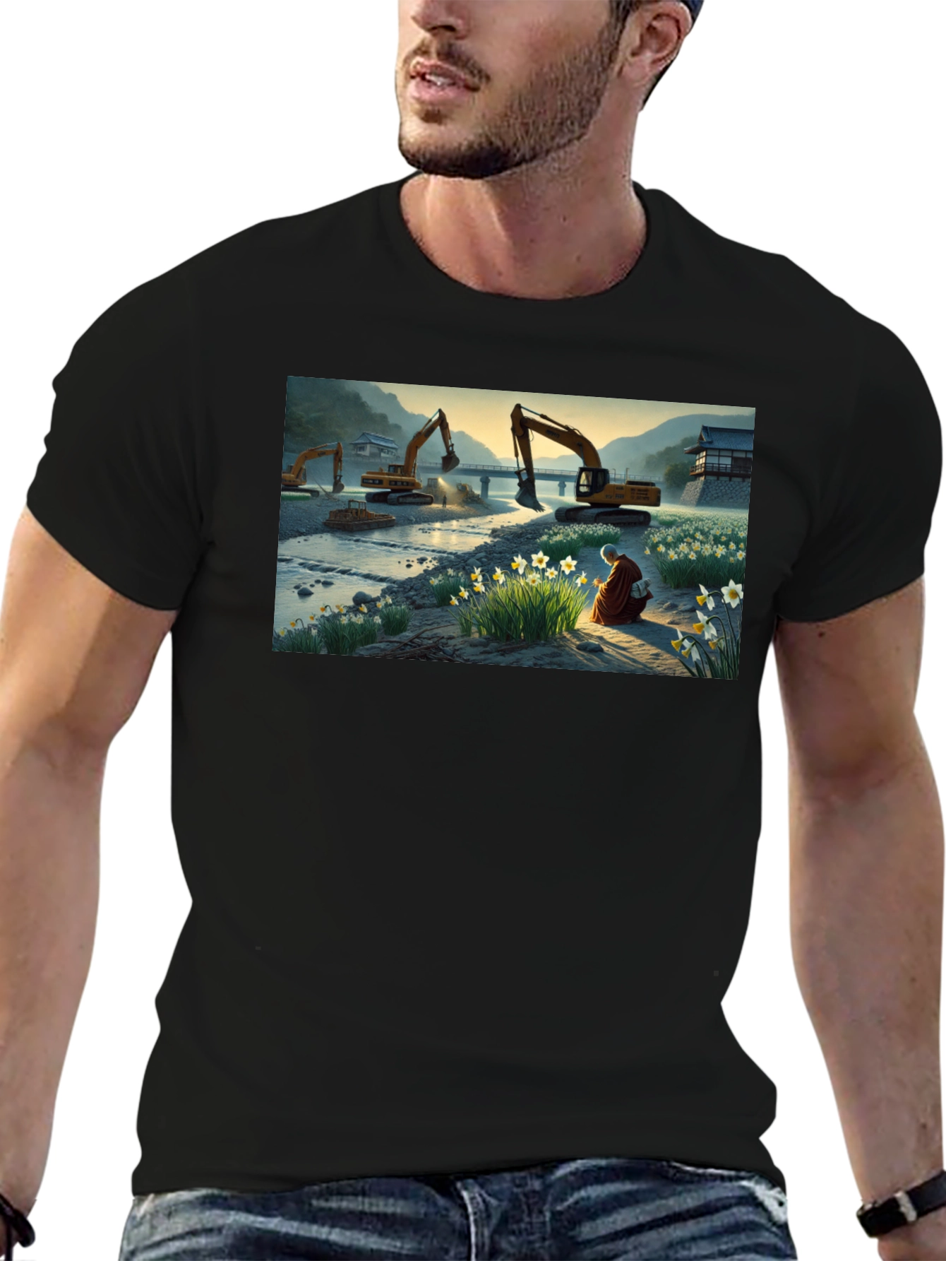 Excavator Landscape Graphic Tee