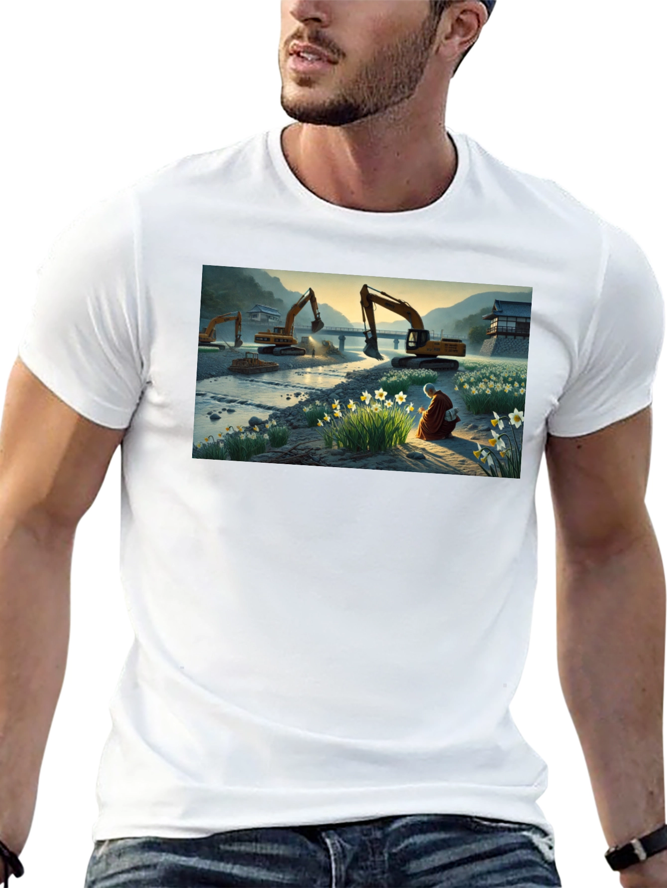 Excavator Landscape Graphic Tee