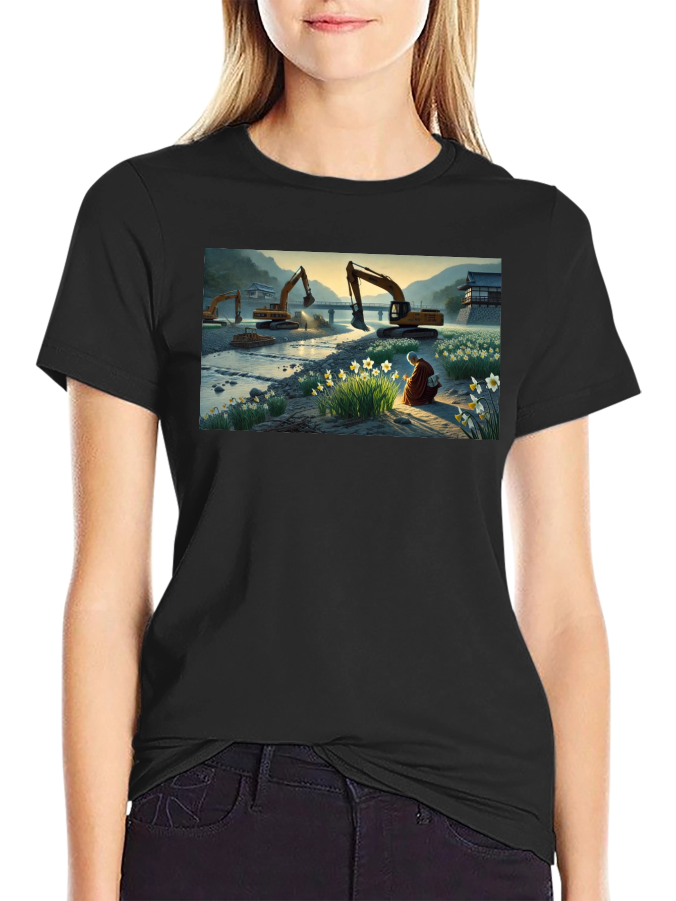 Excavator Landscape Graphic Tee