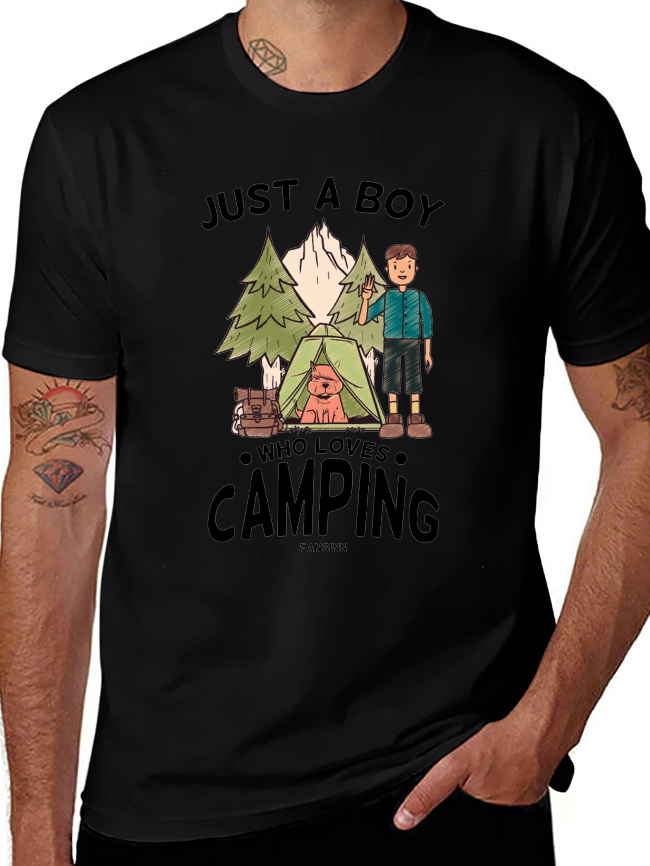 Just A Boy Who Loves Camping Graphic Tee