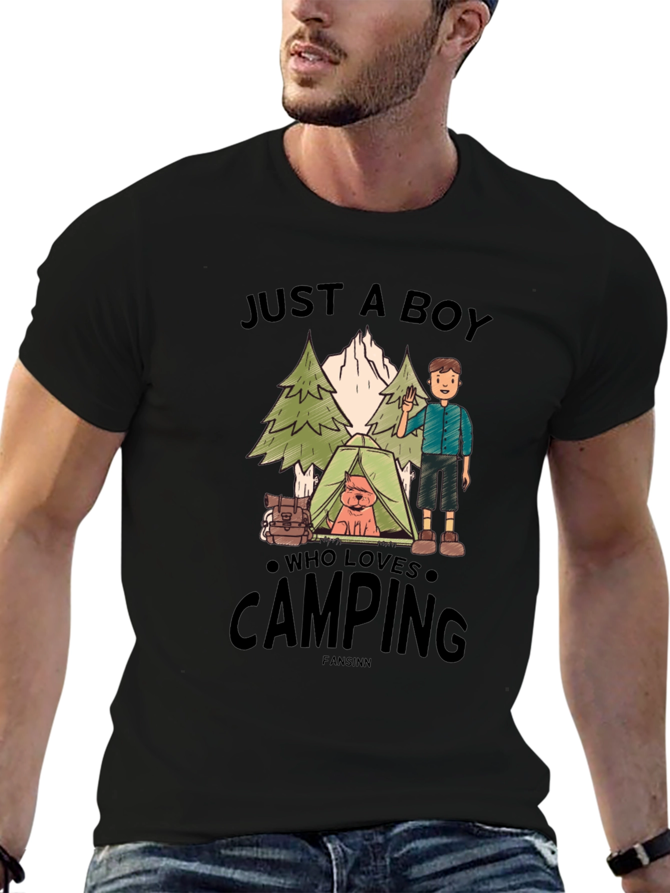 Just A Boy Who Loves Camping Graphic Tee