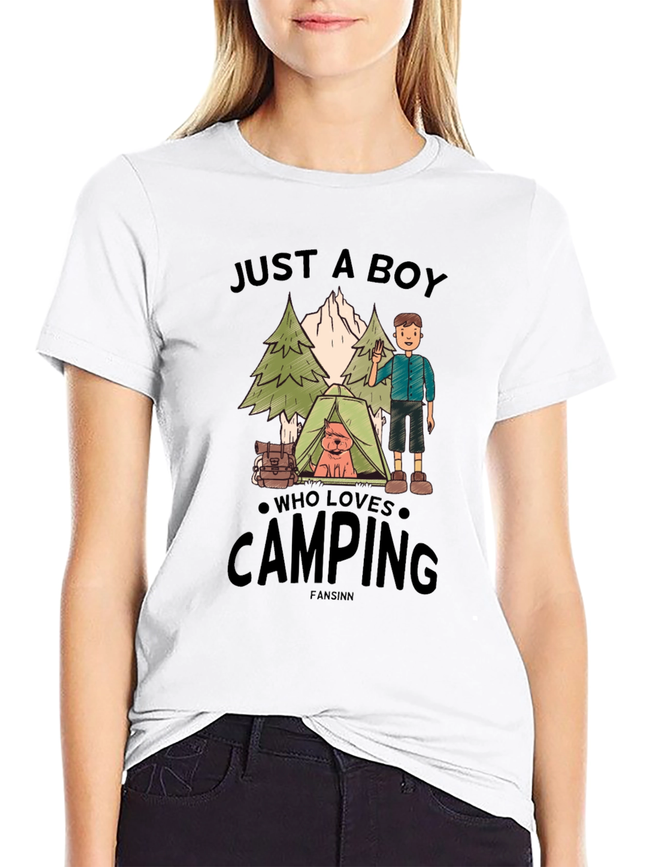 Just A Boy Who Loves Camping Graphic Tee