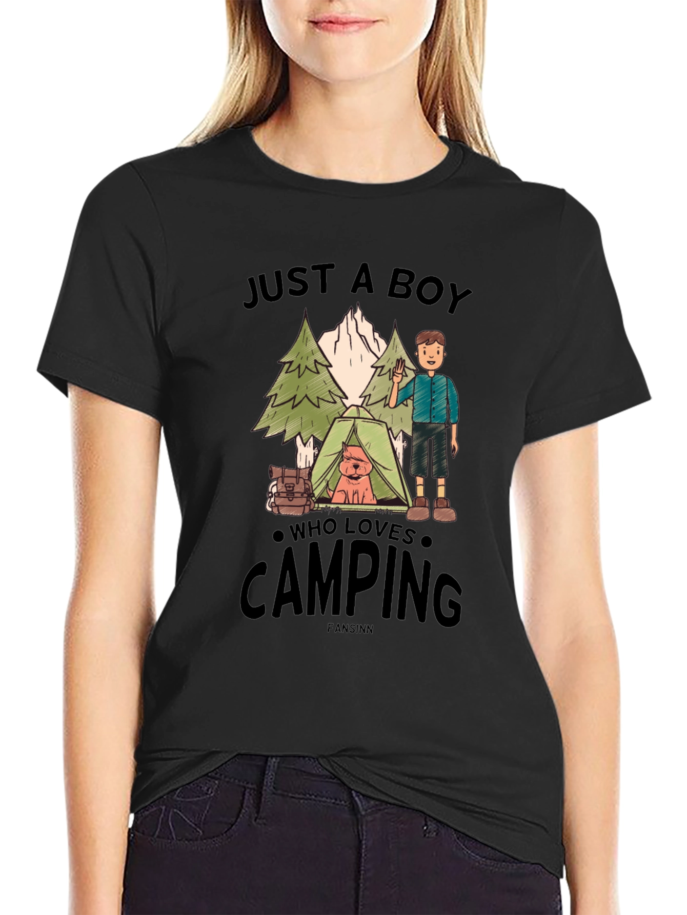 Just A Boy Who Loves Camping Graphic Tee