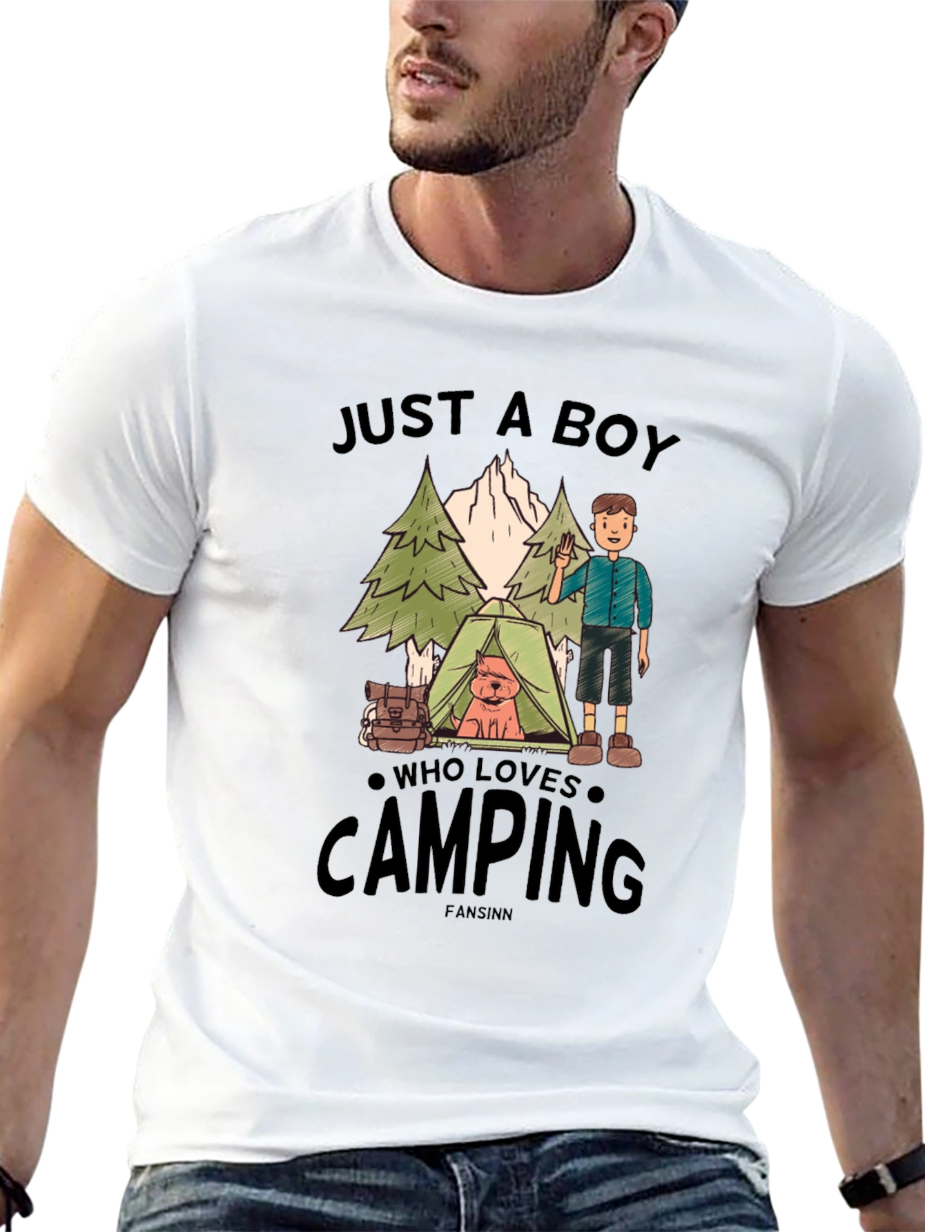 Just A Boy Who Loves Camping Graphic Tee
