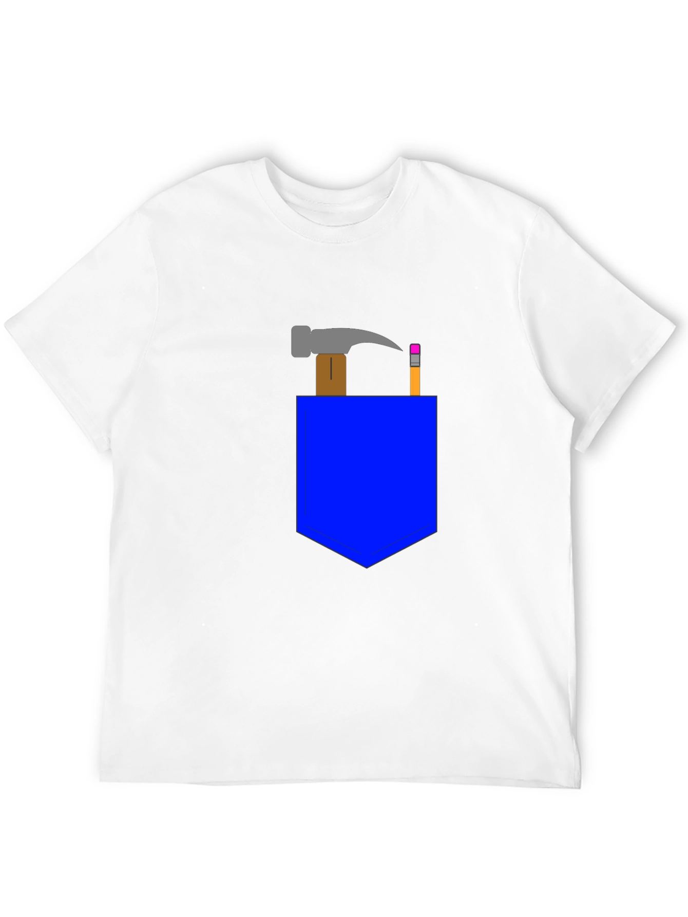 Cartoon Hammer & Pencil Pocket Graphic Tee