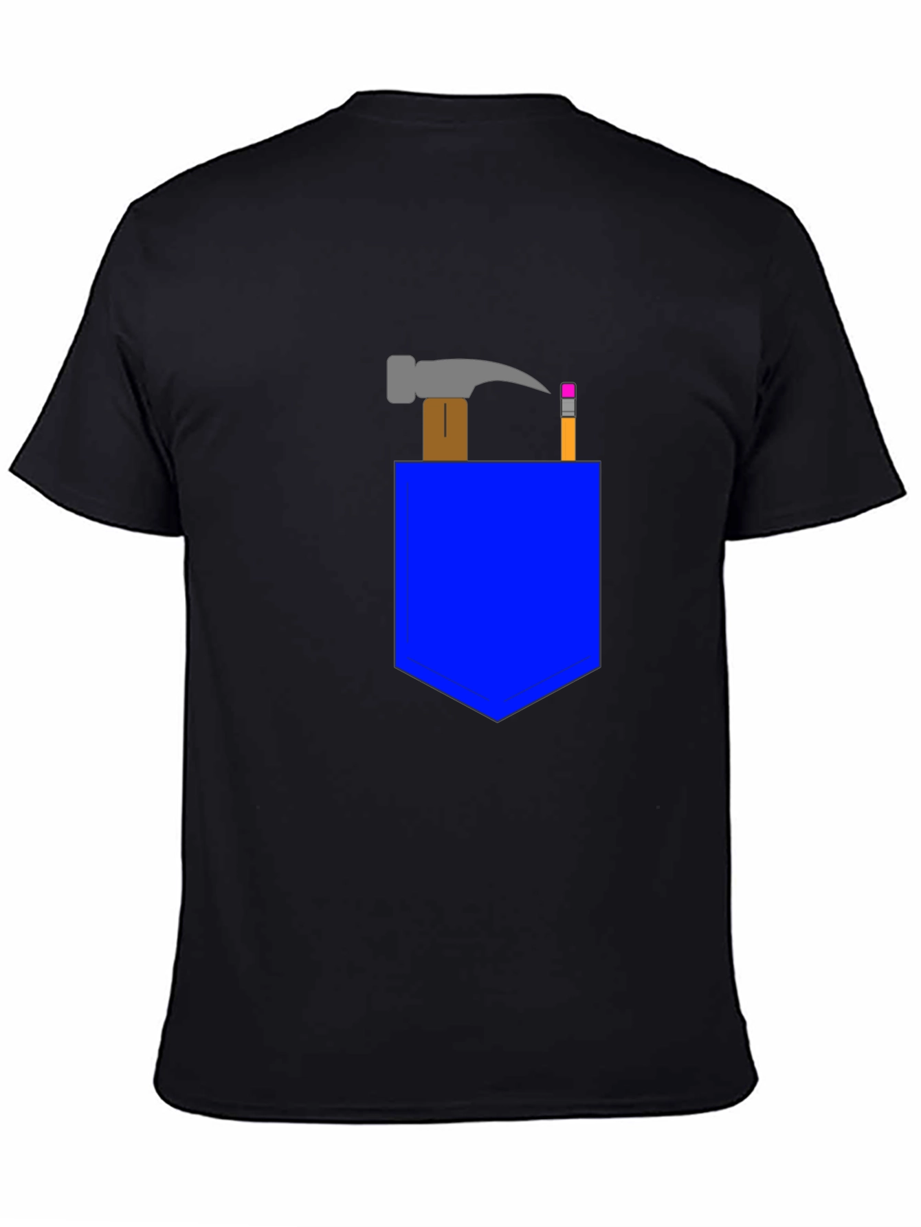 Cartoon Hammer & Pencil Pocket Graphic Tee