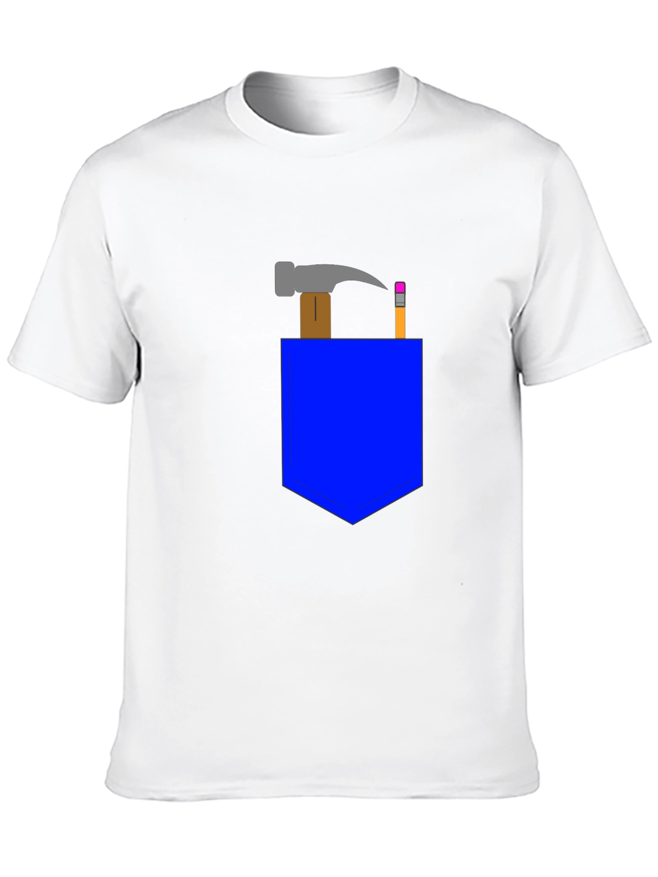 Cartoon Hammer & Pencil Pocket Graphic Tee