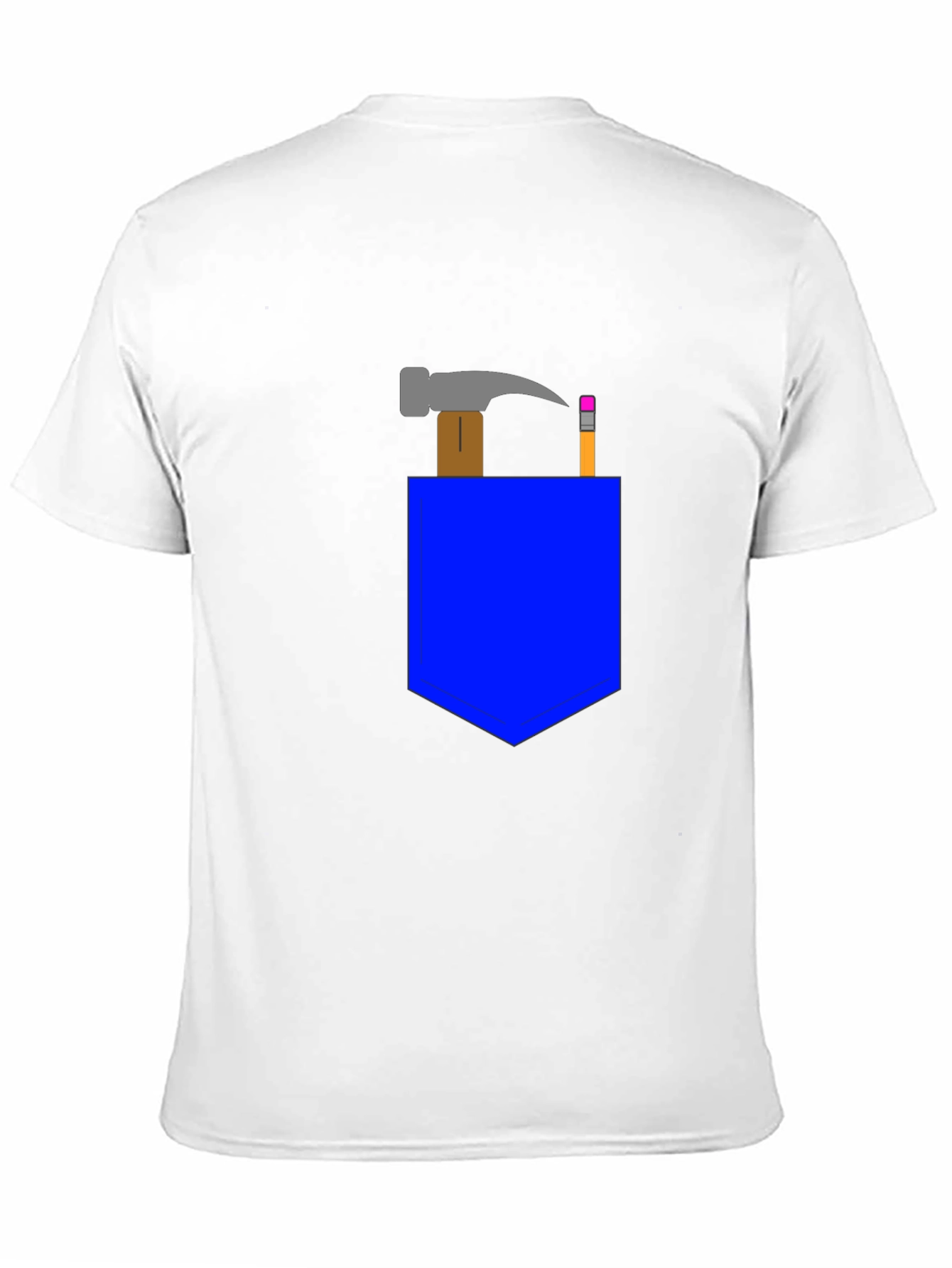 Cartoon Hammer & Pencil Pocket Graphic Tee
