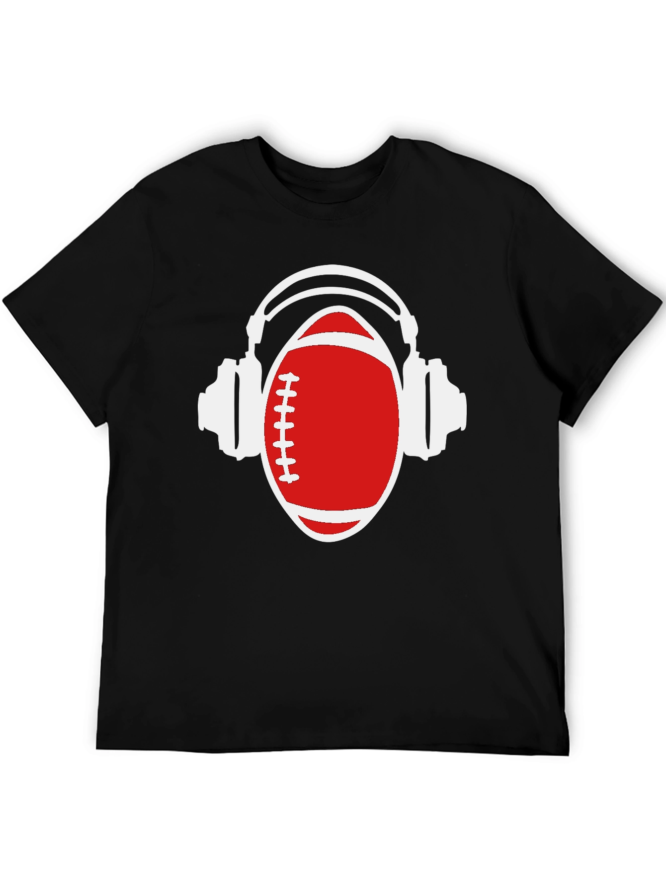 Football and Headphones Graphic T-Shirt