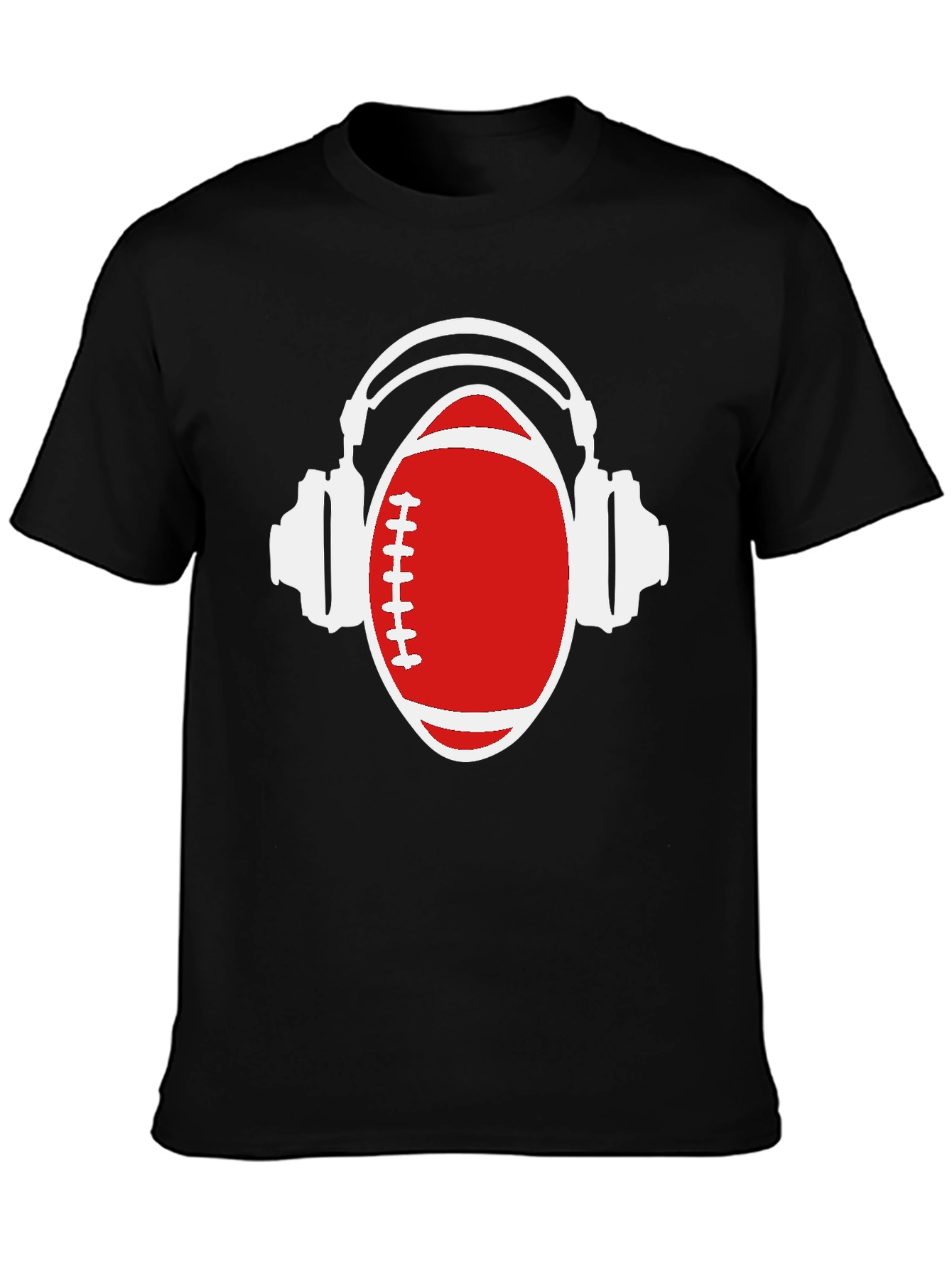 Football and Headphones Graphic T-Shirt