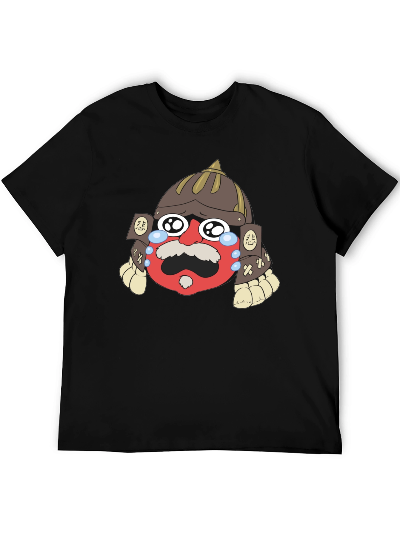 Samurai Crying Emoji Graphic Black T-Shirt