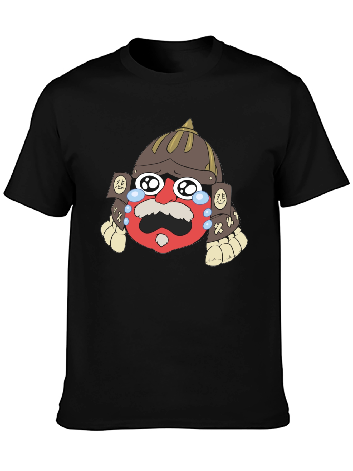 Samurai Crying Emoji Graphic Black T-Shirt