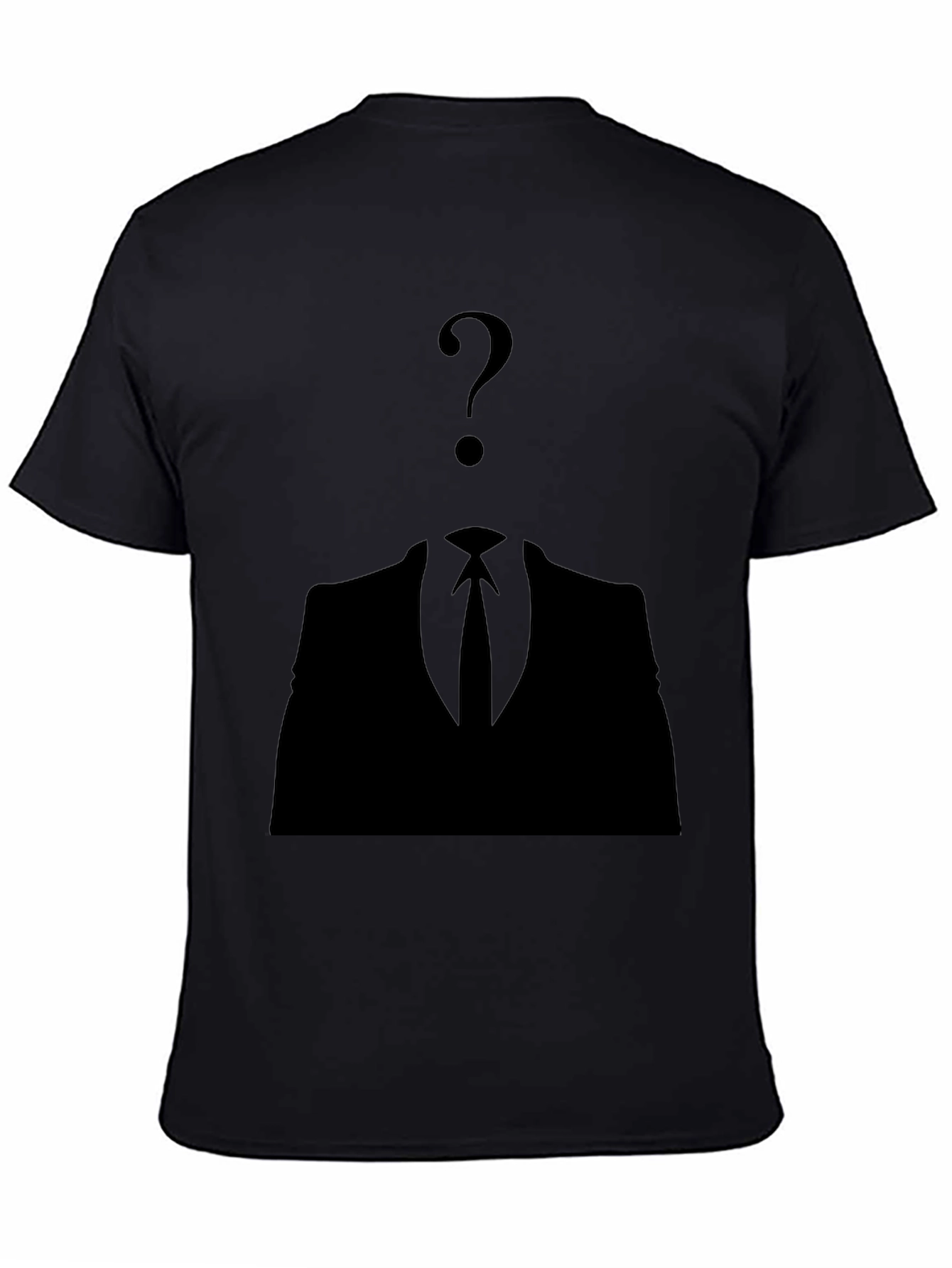 Mysterious Man Black T-Shirt - Question Mark Design