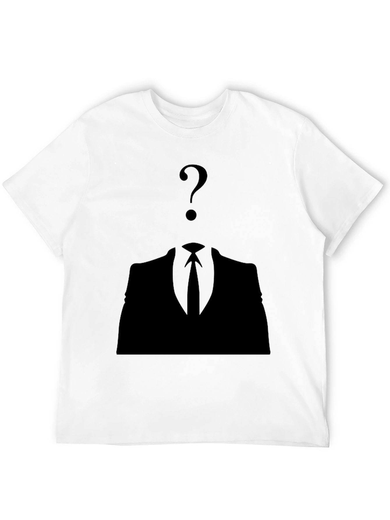 Mysterious Man Black T-Shirt - Question Mark Design