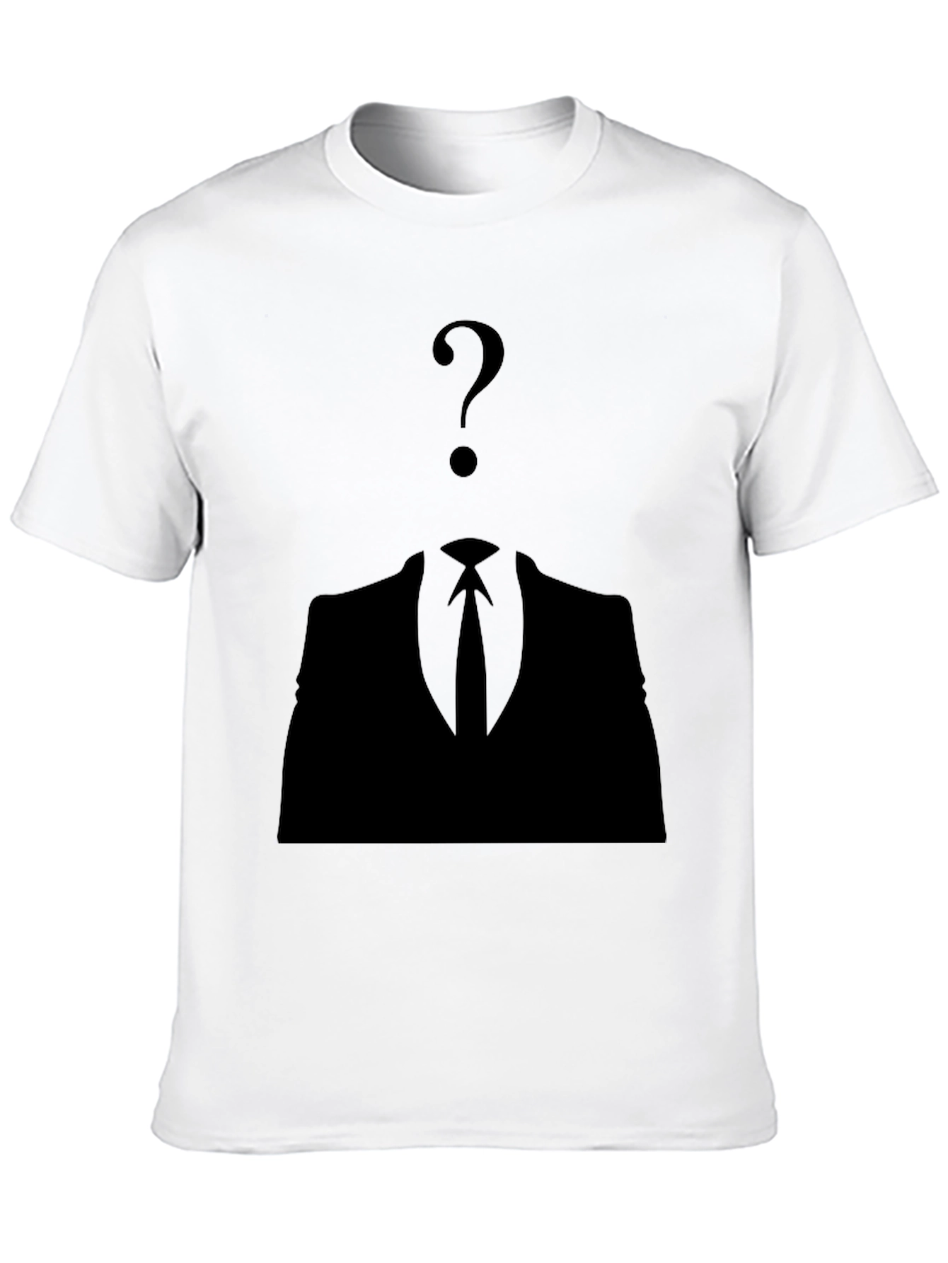 Mysterious Man Black T-Shirt - Question Mark Design