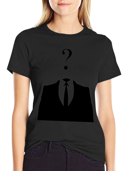 Mysterious Man Black T-Shirt - Question Mark Design