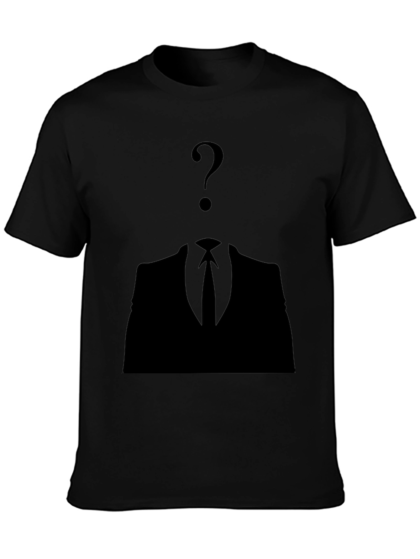 Mysterious Man Black T-Shirt - Question Mark Design