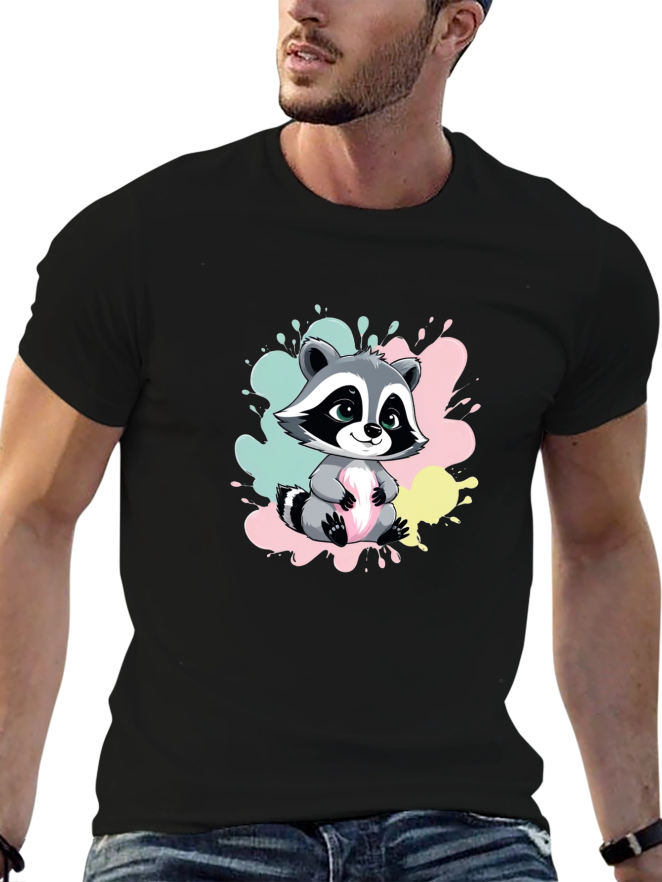 Cute Raccoon Graphic Tee - Soft Cotton Blend
