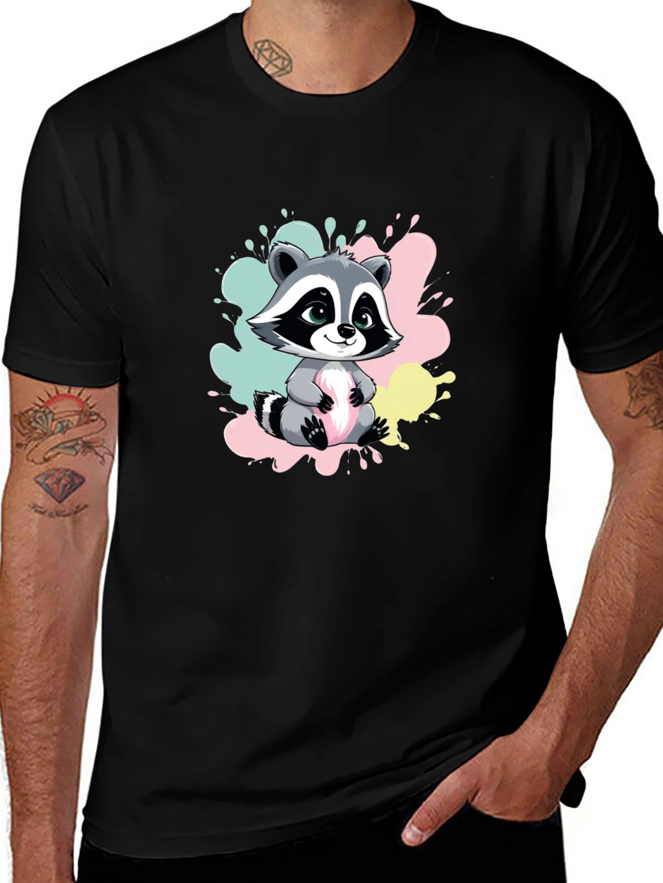 Cute Raccoon Graphic Tee - Soft Cotton Blend