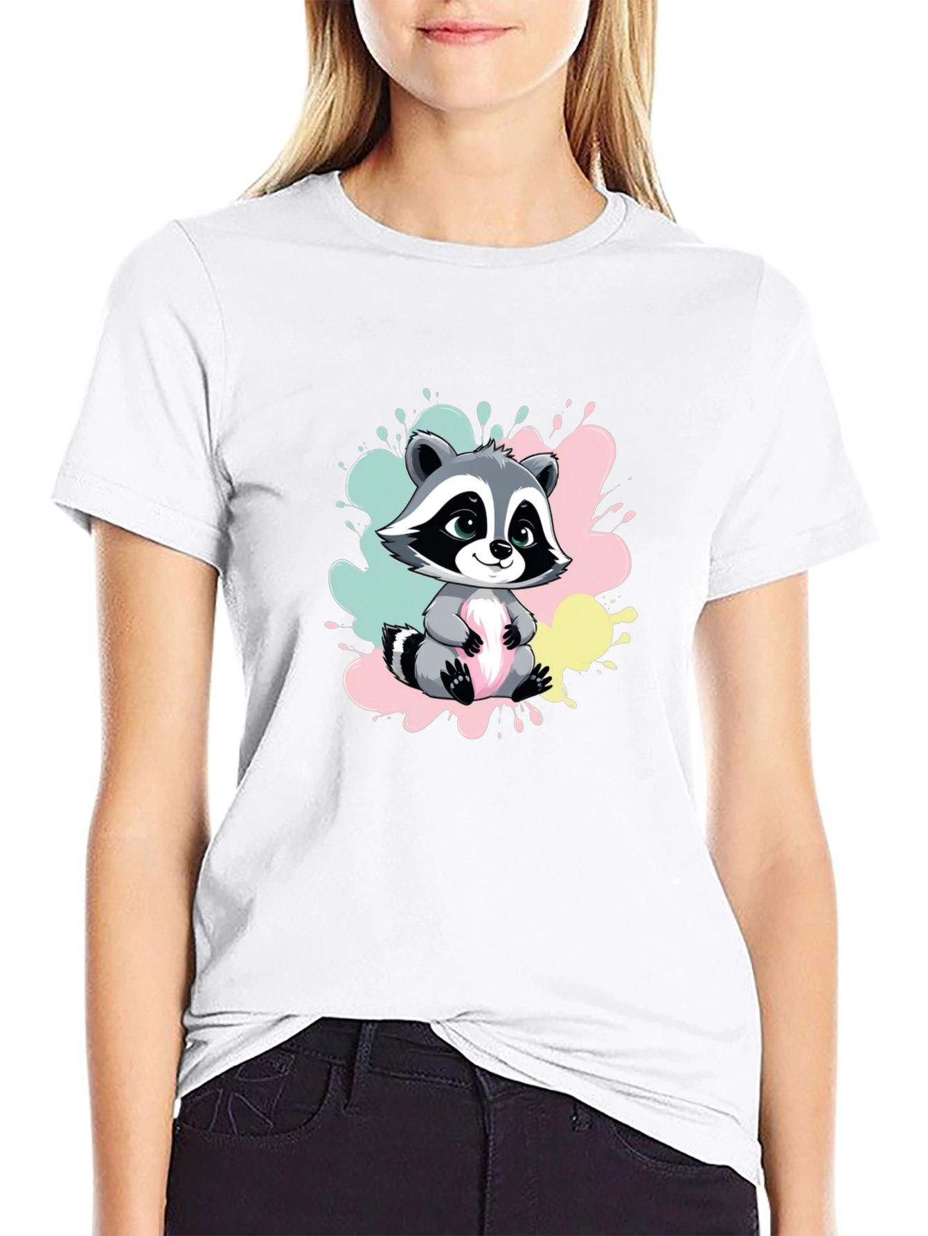 Cute Raccoon Graphic Tee - Soft Cotton Blend