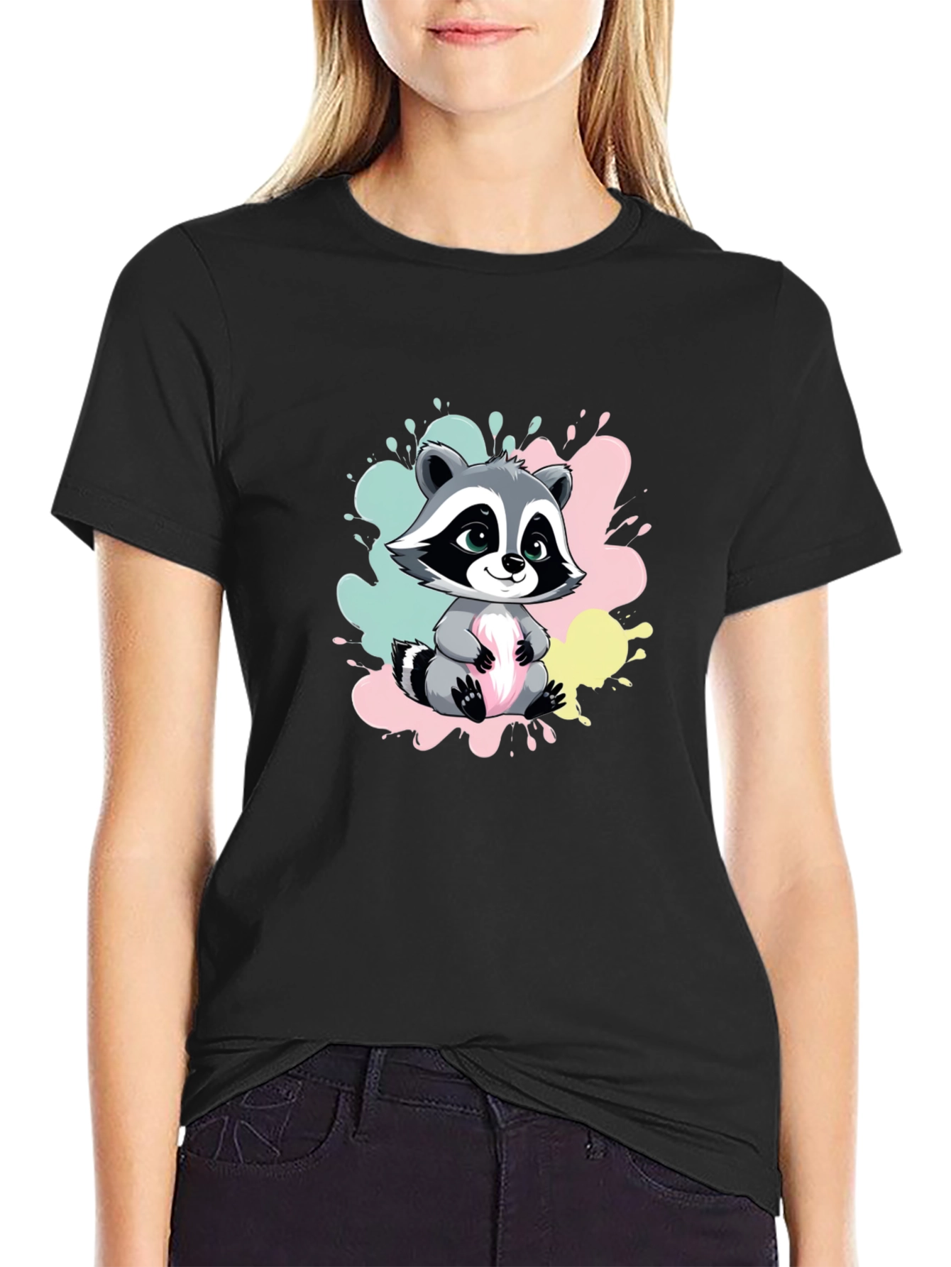 Cute Raccoon Graphic Tee - Soft Cotton Blend