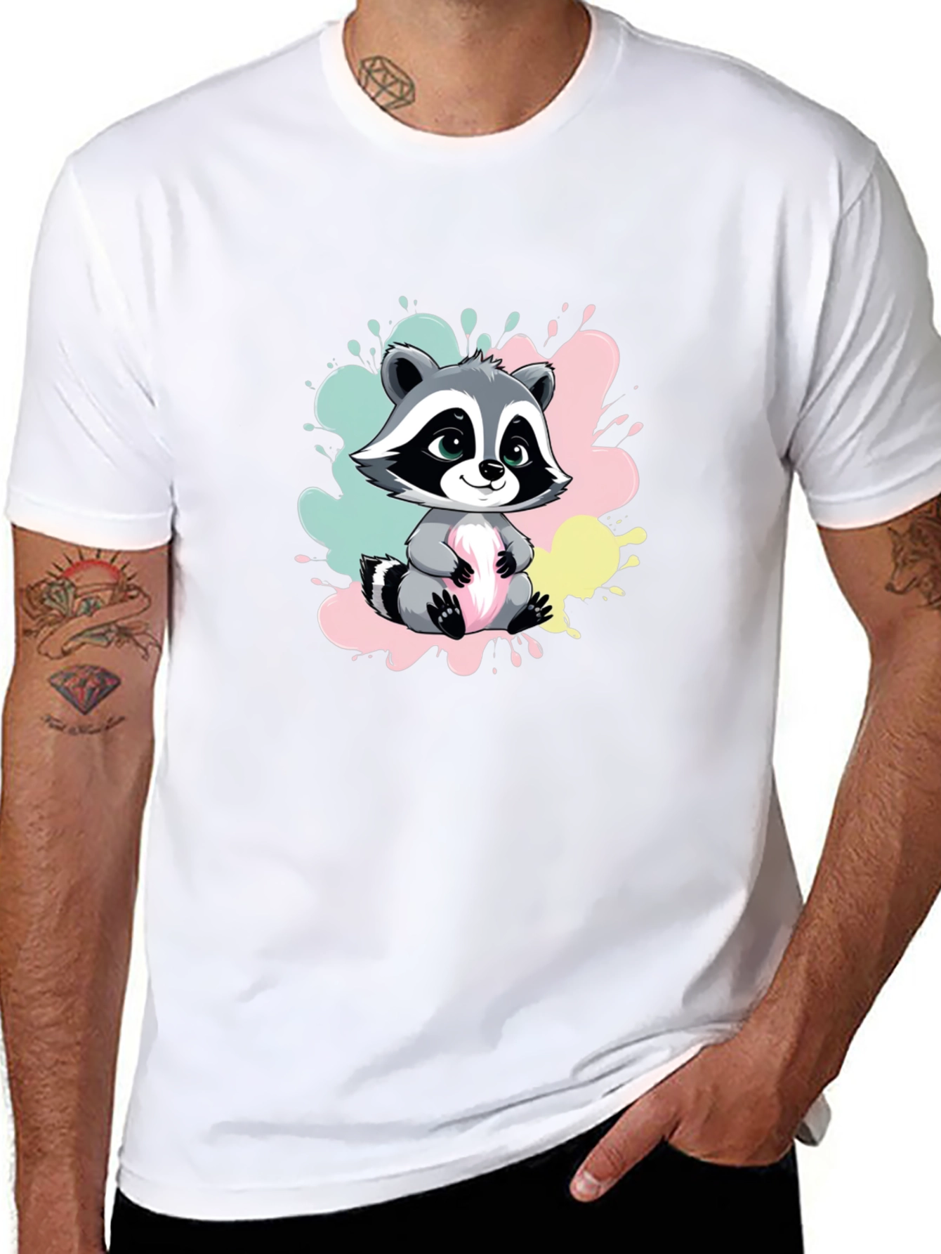 Cute Raccoon Graphic Tee - Soft Cotton Blend