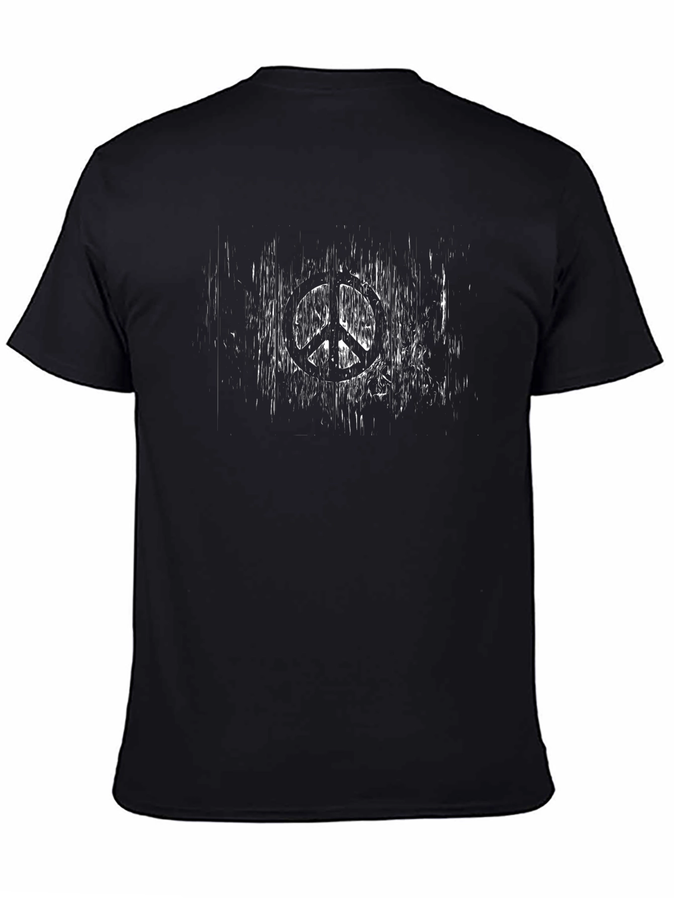 Peace Sign Distressed Graphic Tee - Black