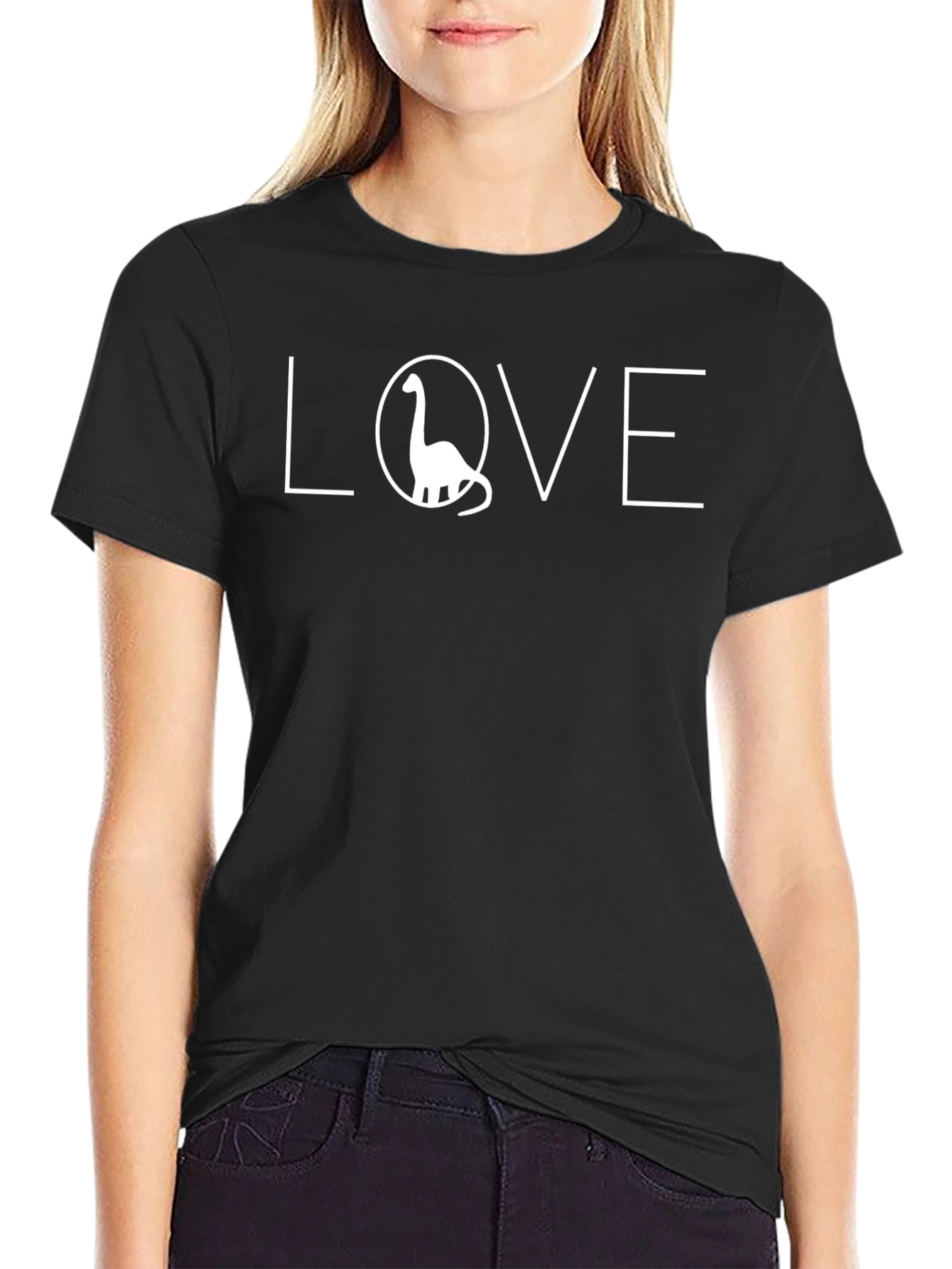 Dinosaur Love Graphic T-Shirt - Black