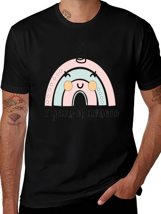 2 Years of Awesome Unicorn Rainbow T-Shirt