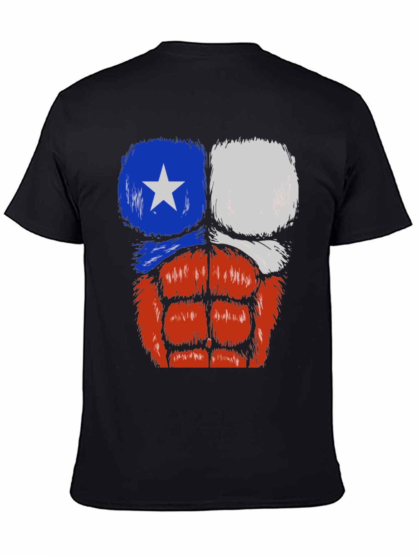 Chile Flag Muscle Chest T-Shirt - Black