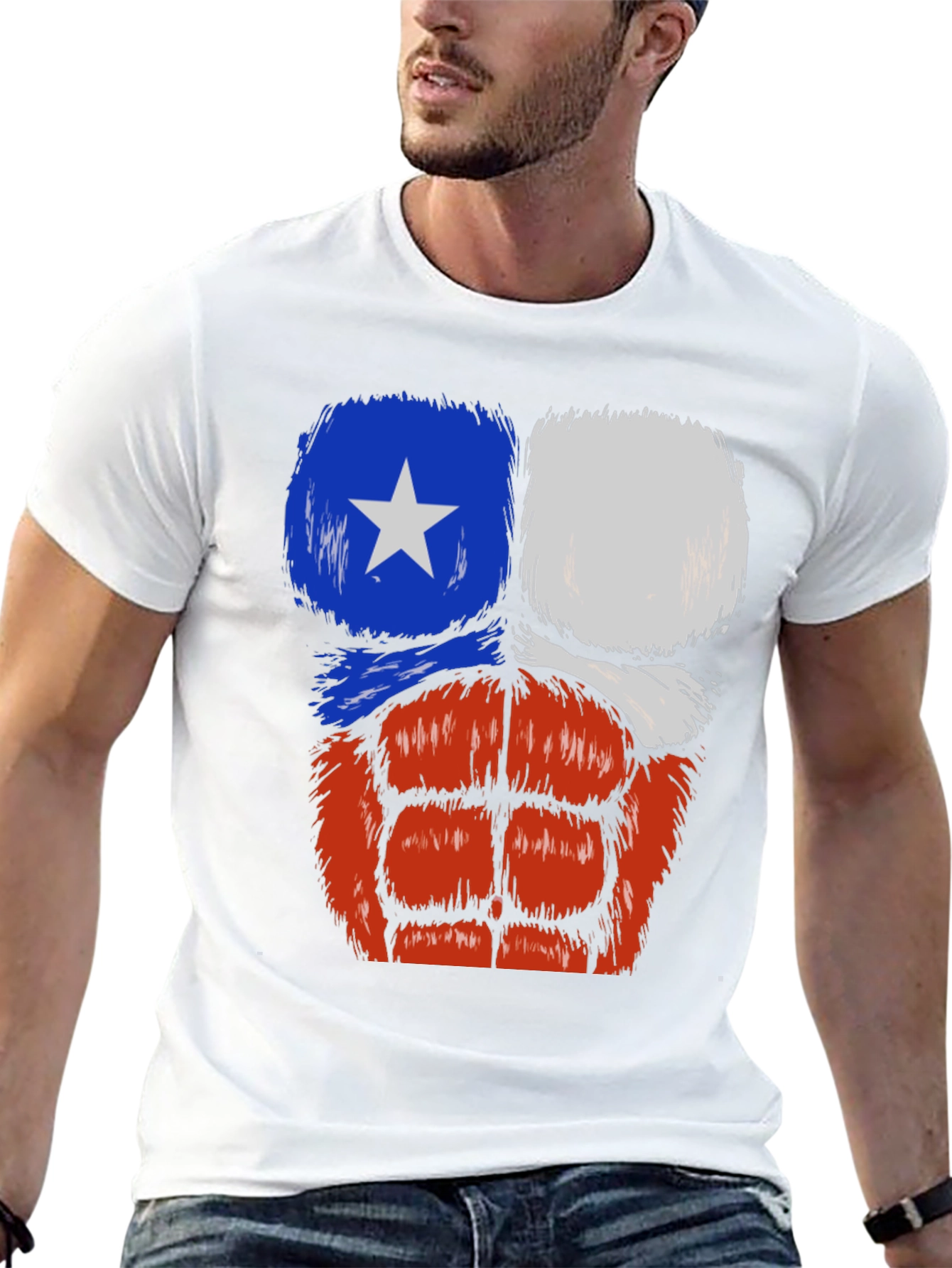 Chile Flag Muscle Chest T-Shirt - Black