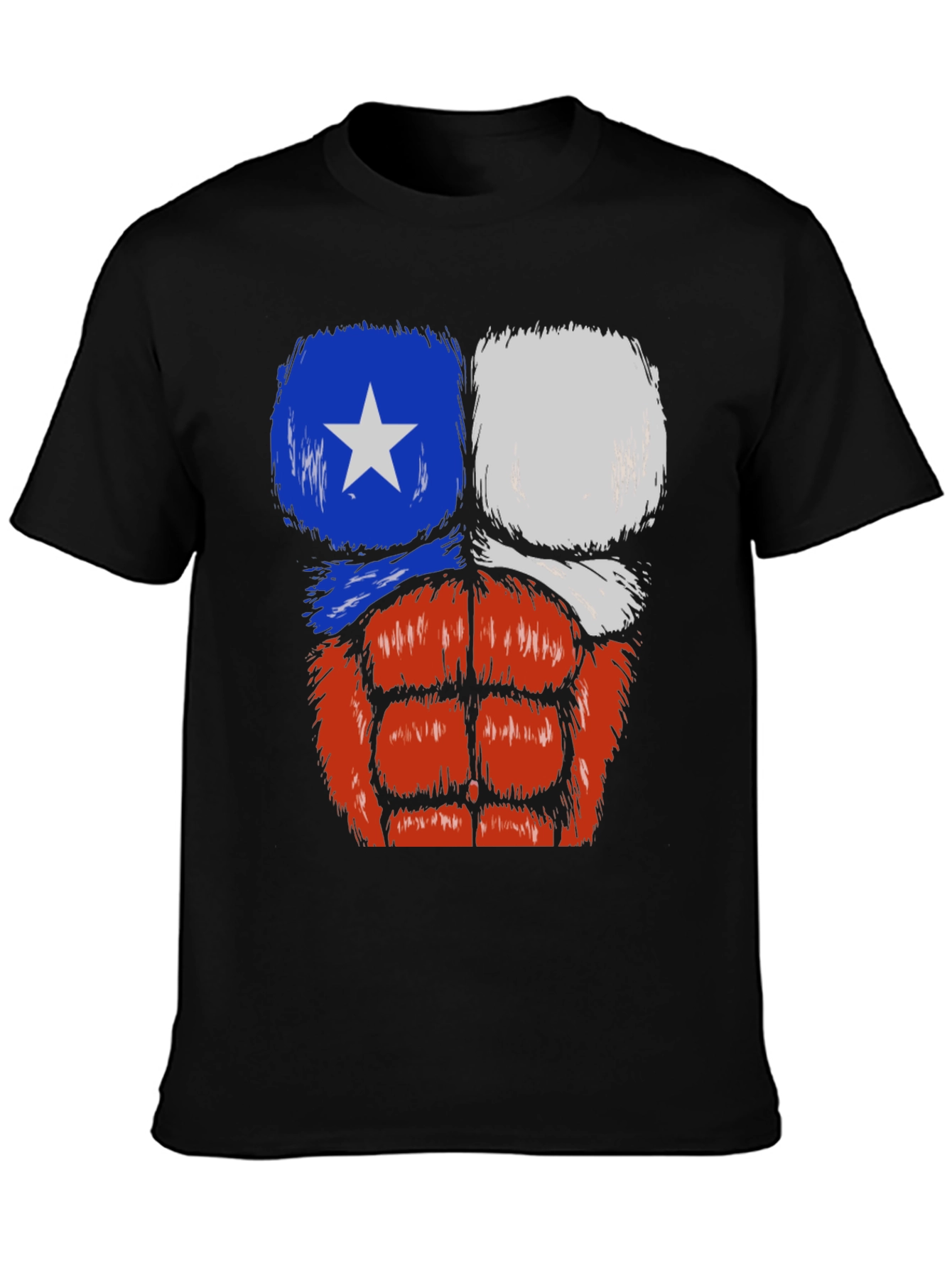 Chile Flag Muscle Chest T-Shirt - Black