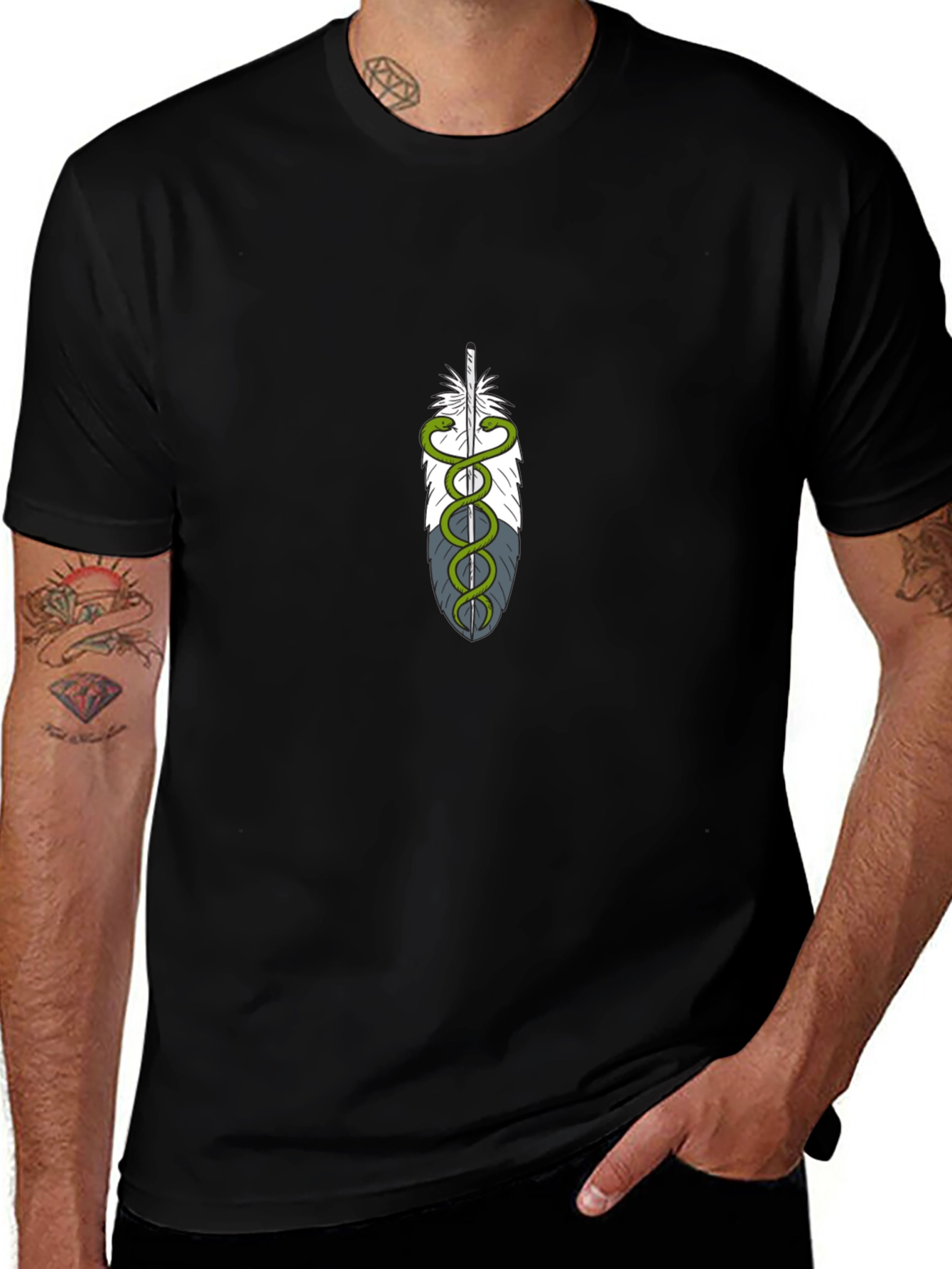 Feather & Snake Medical Symbol Graphic Tee