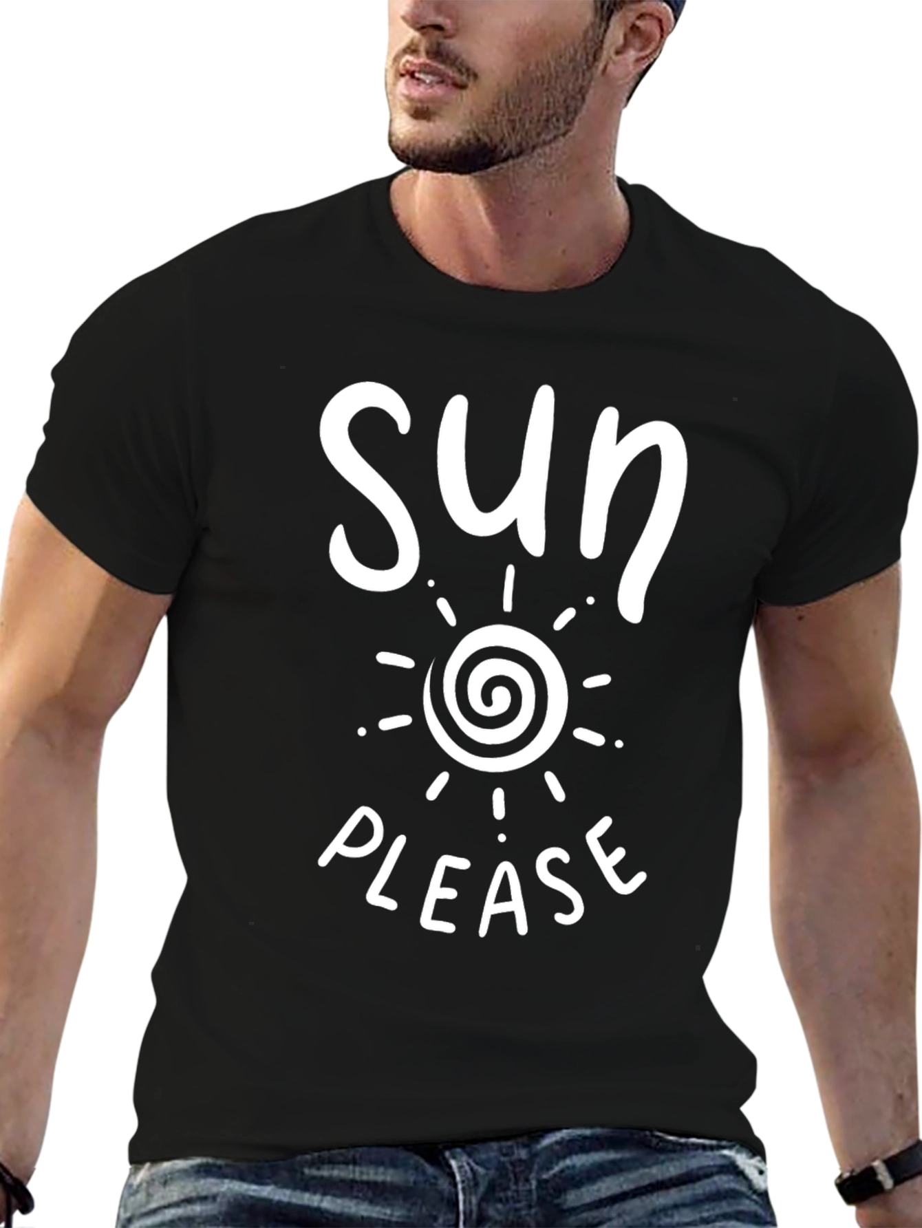 Sun Please Graphic T-Shirt - Black Casual Tee