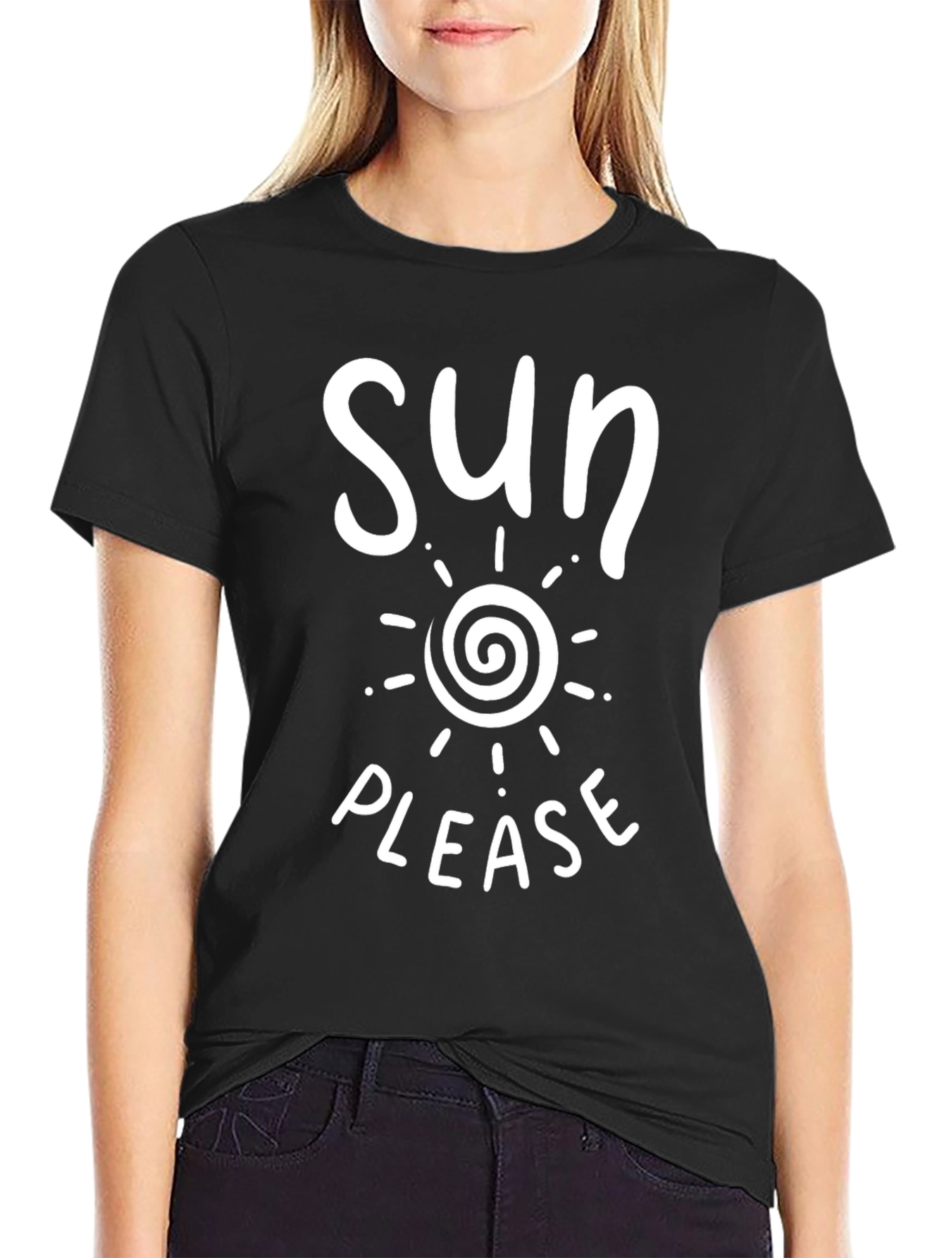 Sun Please Graphic T-Shirt - Black Casual Tee