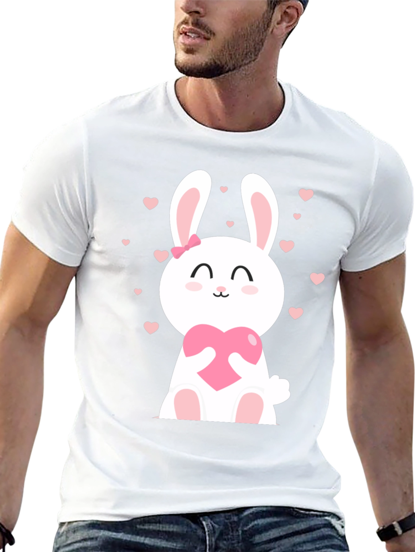 Cute Bunny Heart Graphic T-Shirt
