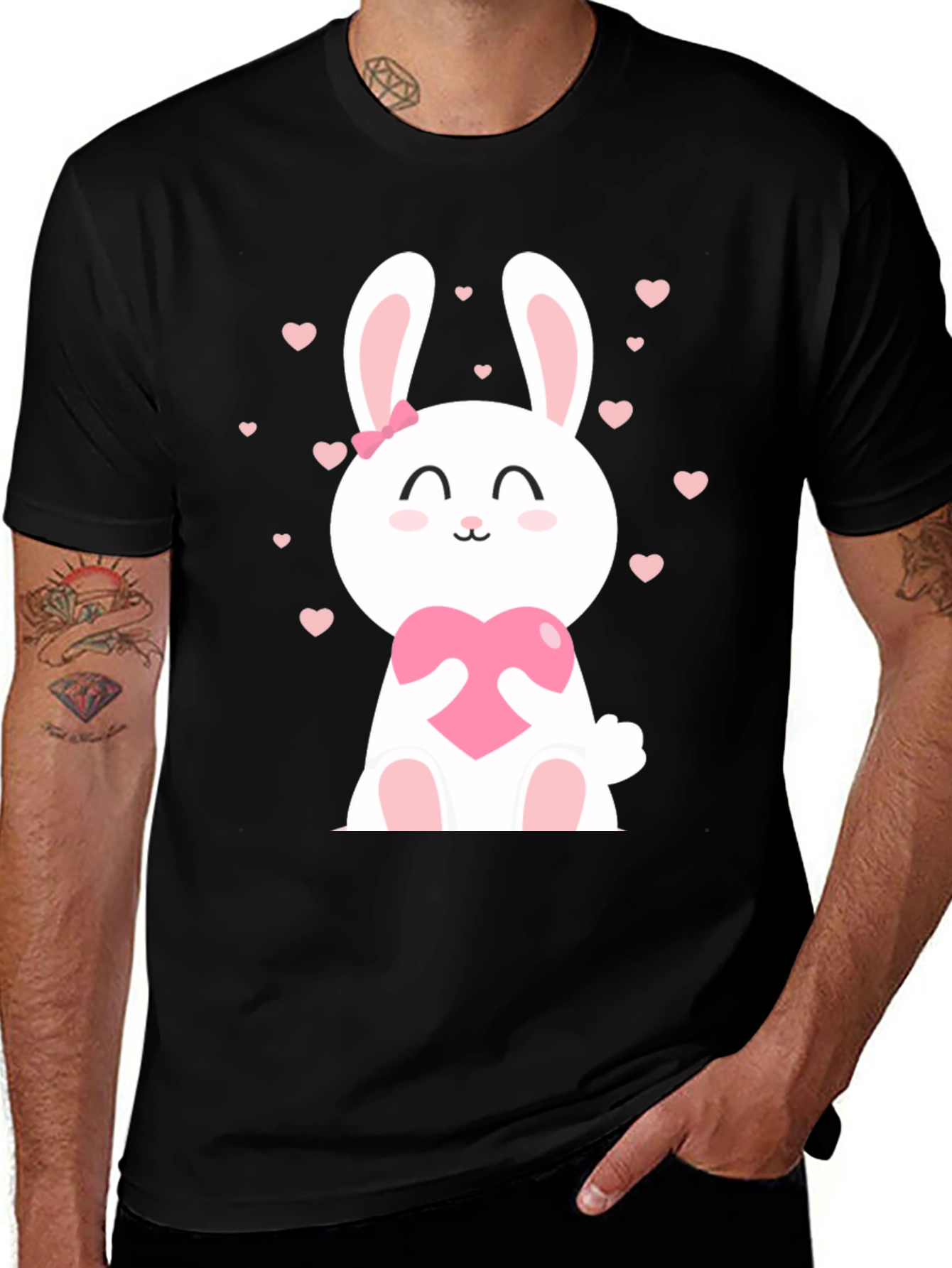 Cute Bunny Heart Graphic T-Shirt